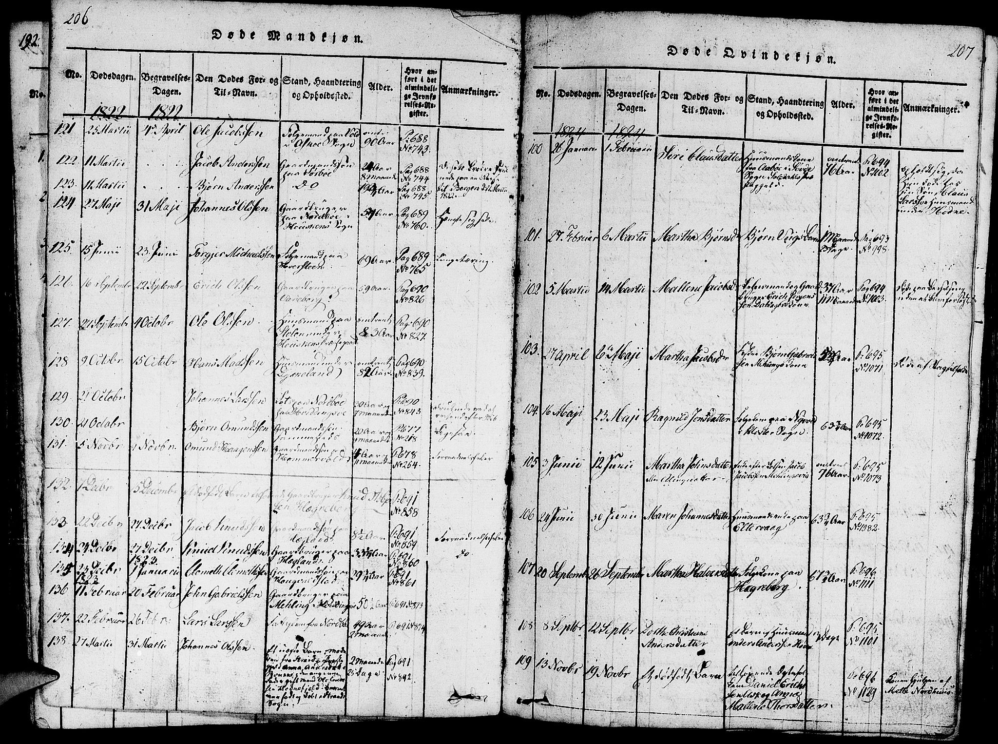 Rennesøy sokneprestkontor, SAST/A -101827/H/Ha/Haa/L0004: Parish register (official) no. A 4, 1816-1837, p. 206-207