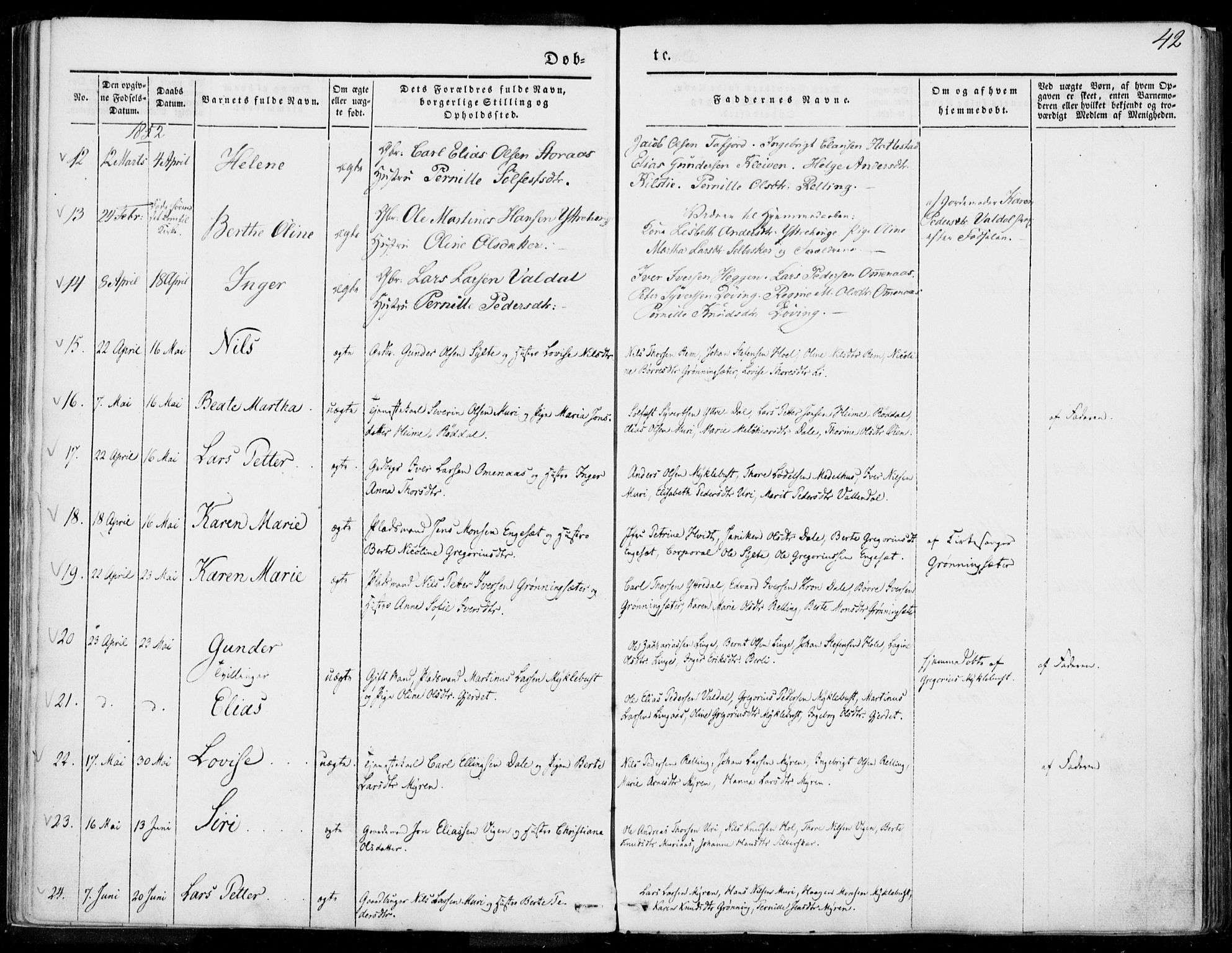 Ministerialprotokoller, klokkerbøker og fødselsregistre - Møre og Romsdal, SAT/A-1454/519/L0249: Parish register (official) no. 519A08, 1846-1868, p. 42