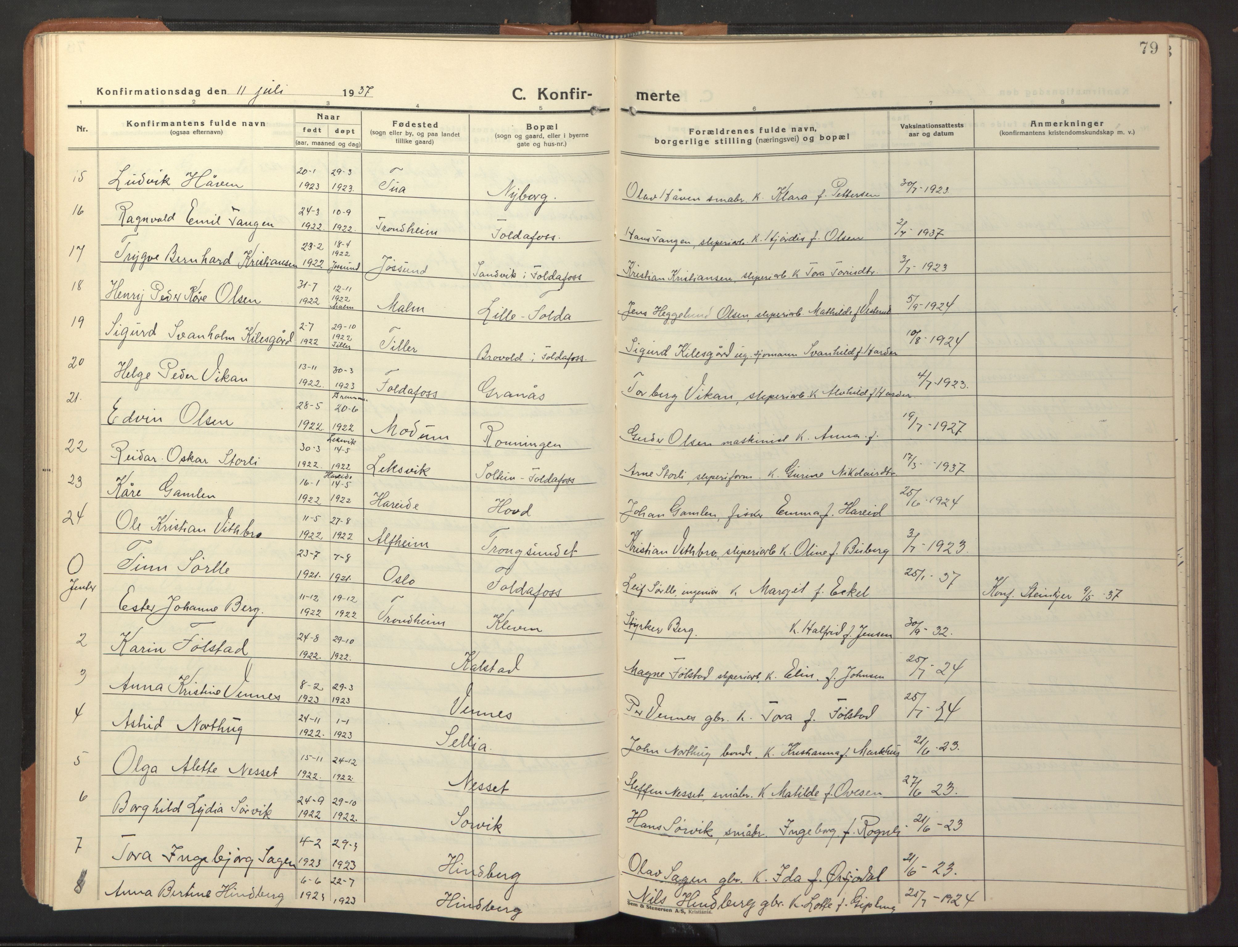 Ministerialprotokoller, klokkerbøker og fødselsregistre - Nord-Trøndelag, SAT/A-1458/744/L0425: Parish register (copy) no. 744C04, 1924-1947, p. 79
