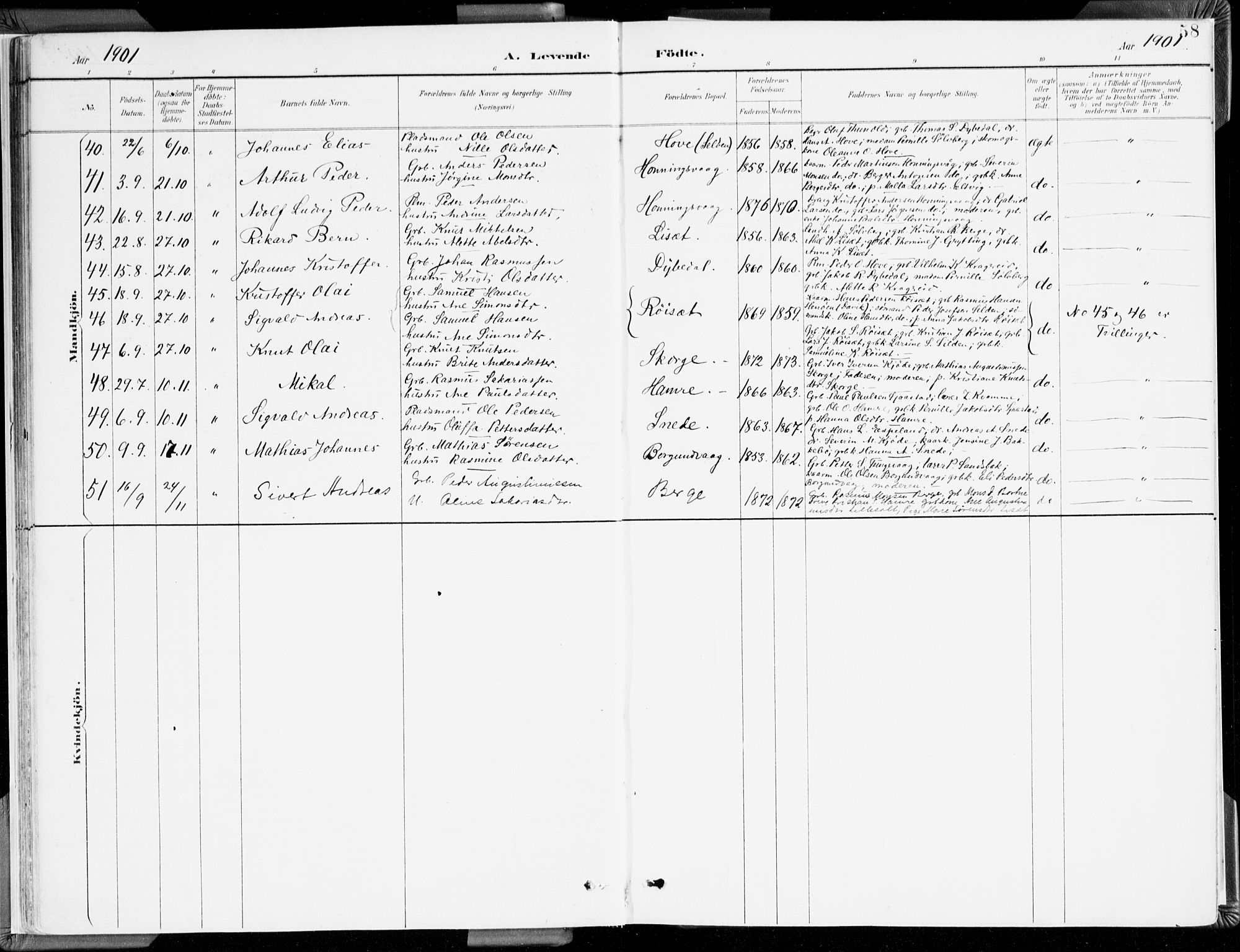 Selje sokneprestembete, AV/SAB-A-99938/H/Ha/Haa/Haab: Parish register (official) no. B 2, 1891-1907, p. 58