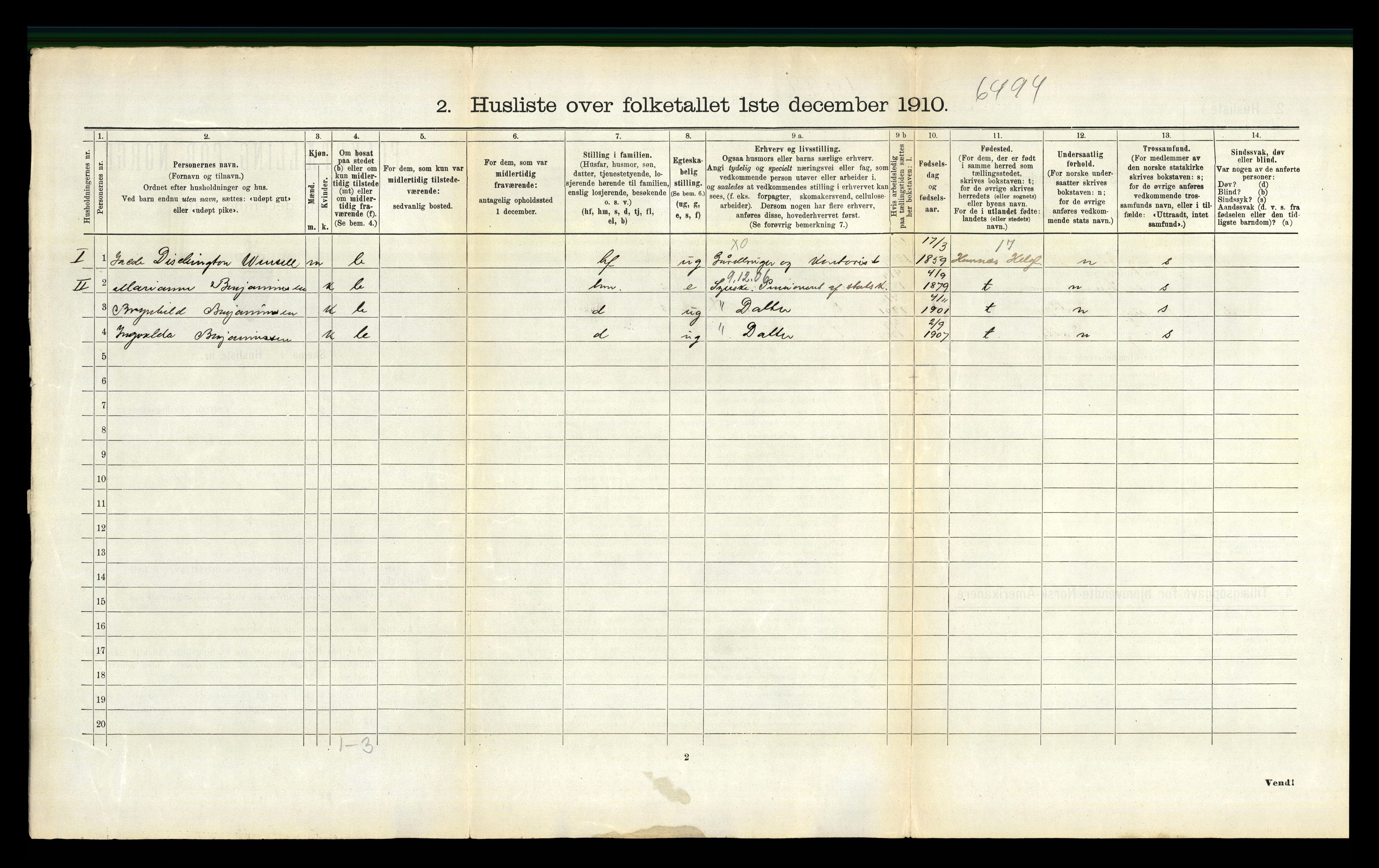 RA, 1910 census for Vågan, 1910, p. 384