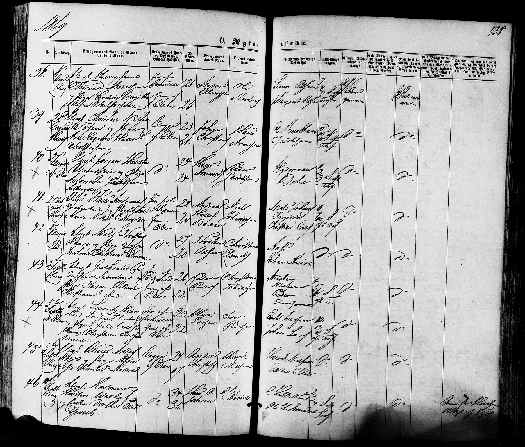 Eiker kirkebøker, AV/SAKO-A-4/F/Fa/L0017: Parish register (official) no. I 17, 1869-1877, p. 438