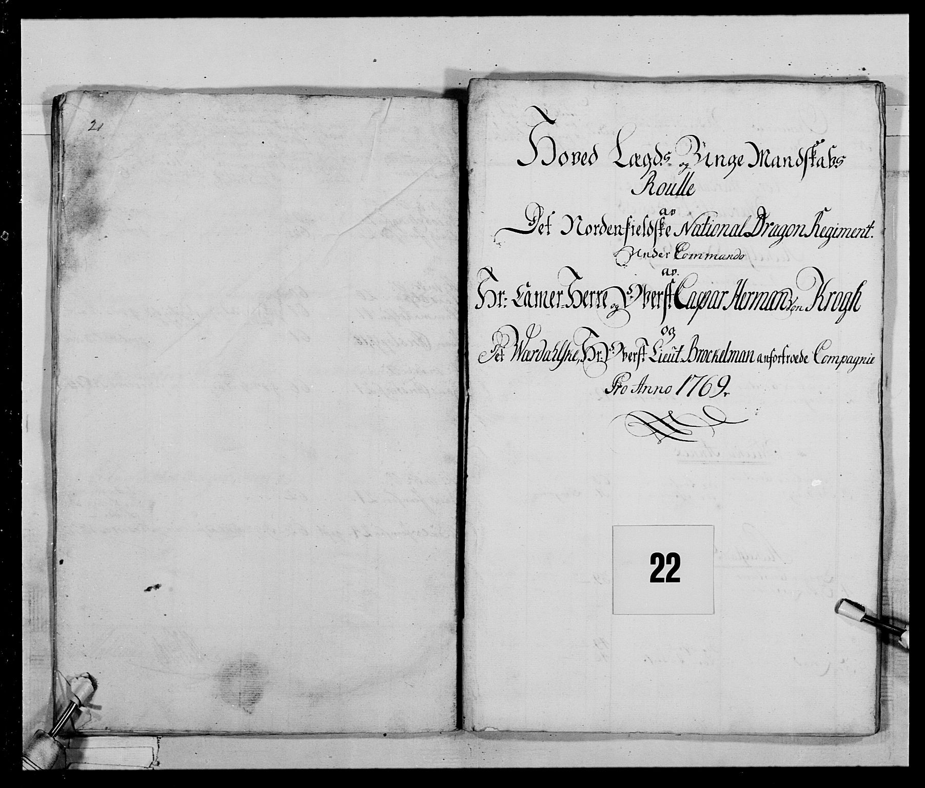 Generalitets- og kommissariatskollegiet, Det kongelige norske kommissariatskollegium, AV/RA-EA-5420/E/Eh/L0019: Nordafjelske dragonregiment, 1761-1769, p. 171