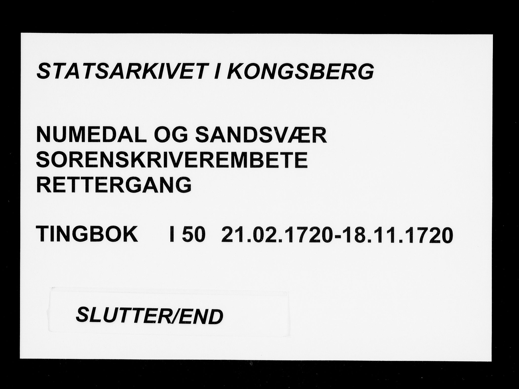 Numedal og Sandsvær sorenskriveri, AV/SAKO-A-128/F/Fa/Faa/L0050: Tingbøker, 1720