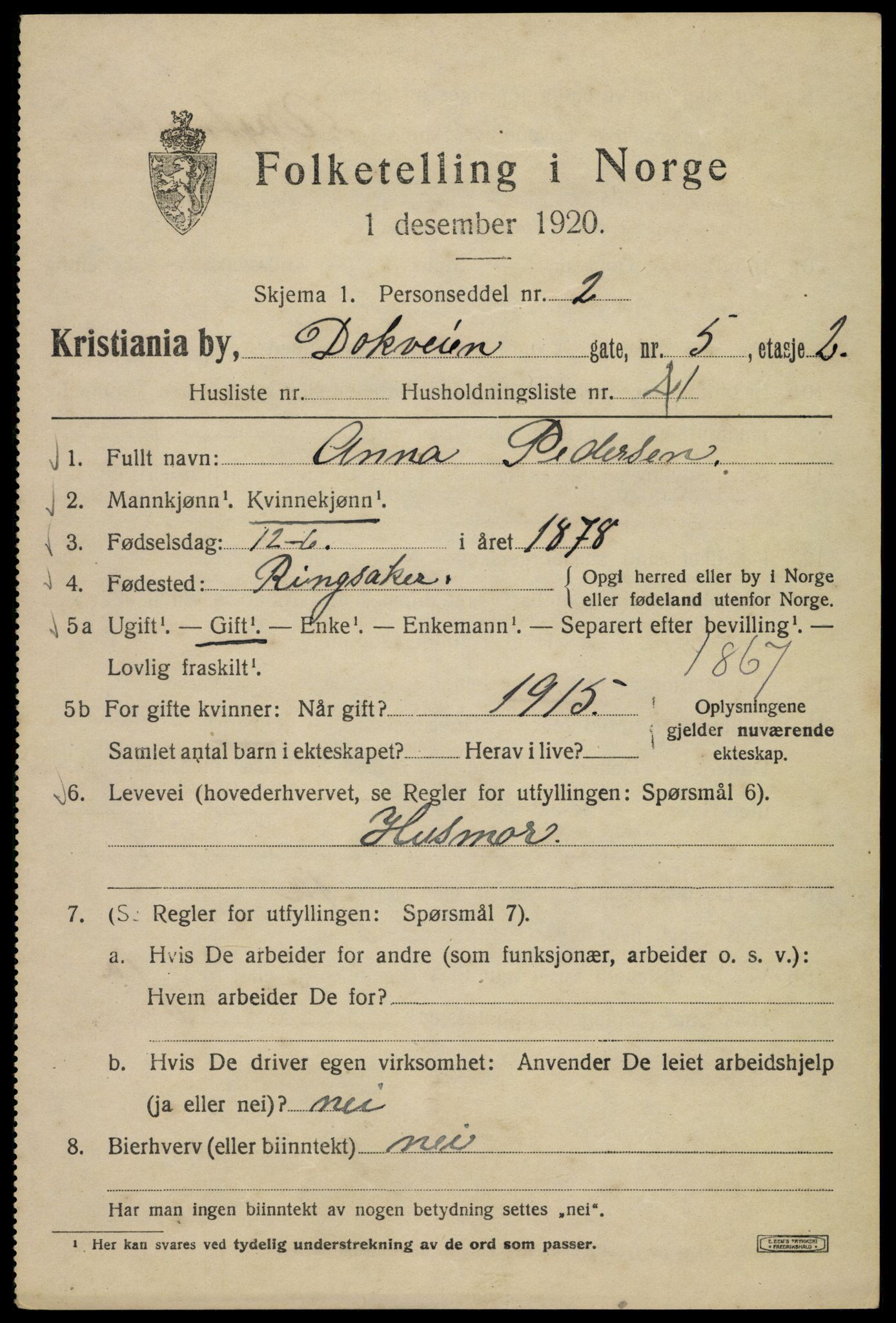 SAO, 1920 census for Kristiania, 1920, p. 199433