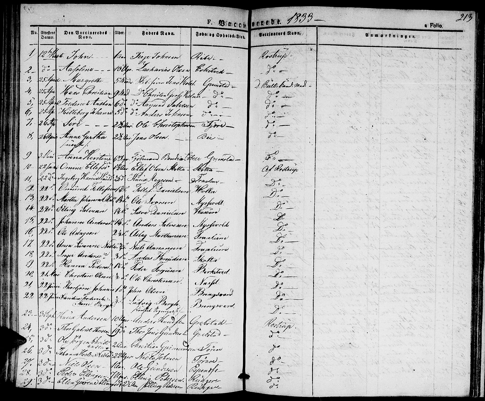 Fjære sokneprestkontor, SAK/1111-0011/F/Fa/L0002: Parish register (official) no. A 2, 1827-1839, p. 213