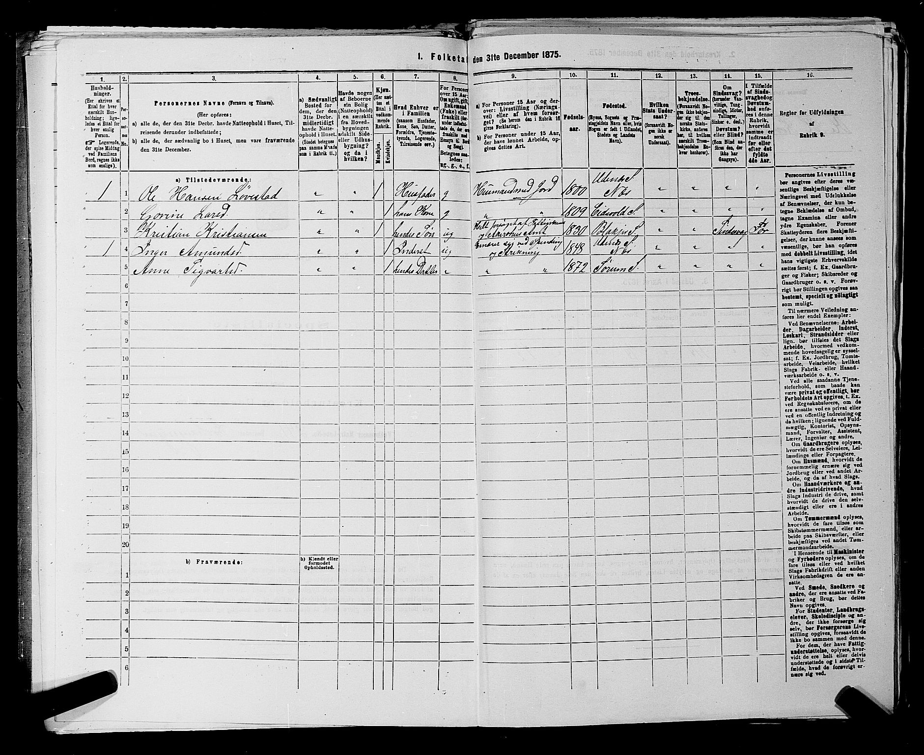 RA, 1875 census for 0236P Nes, 1875, p. 2592