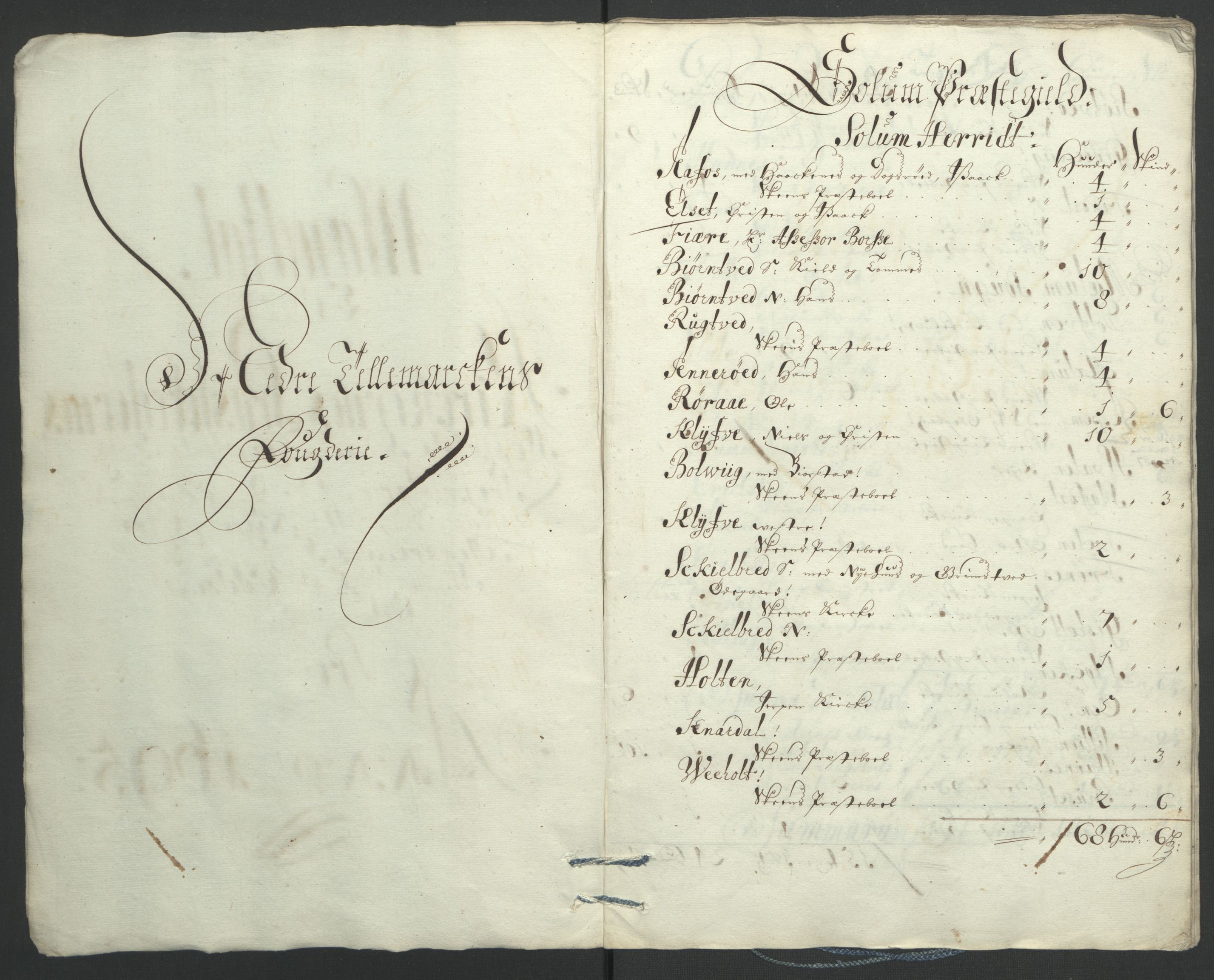 Rentekammeret inntil 1814, Reviderte regnskaper, Fogderegnskap, AV/RA-EA-4092/R36/L2093: Fogderegnskap Øvre og Nedre Telemark og Bamble, 1695, p. 496