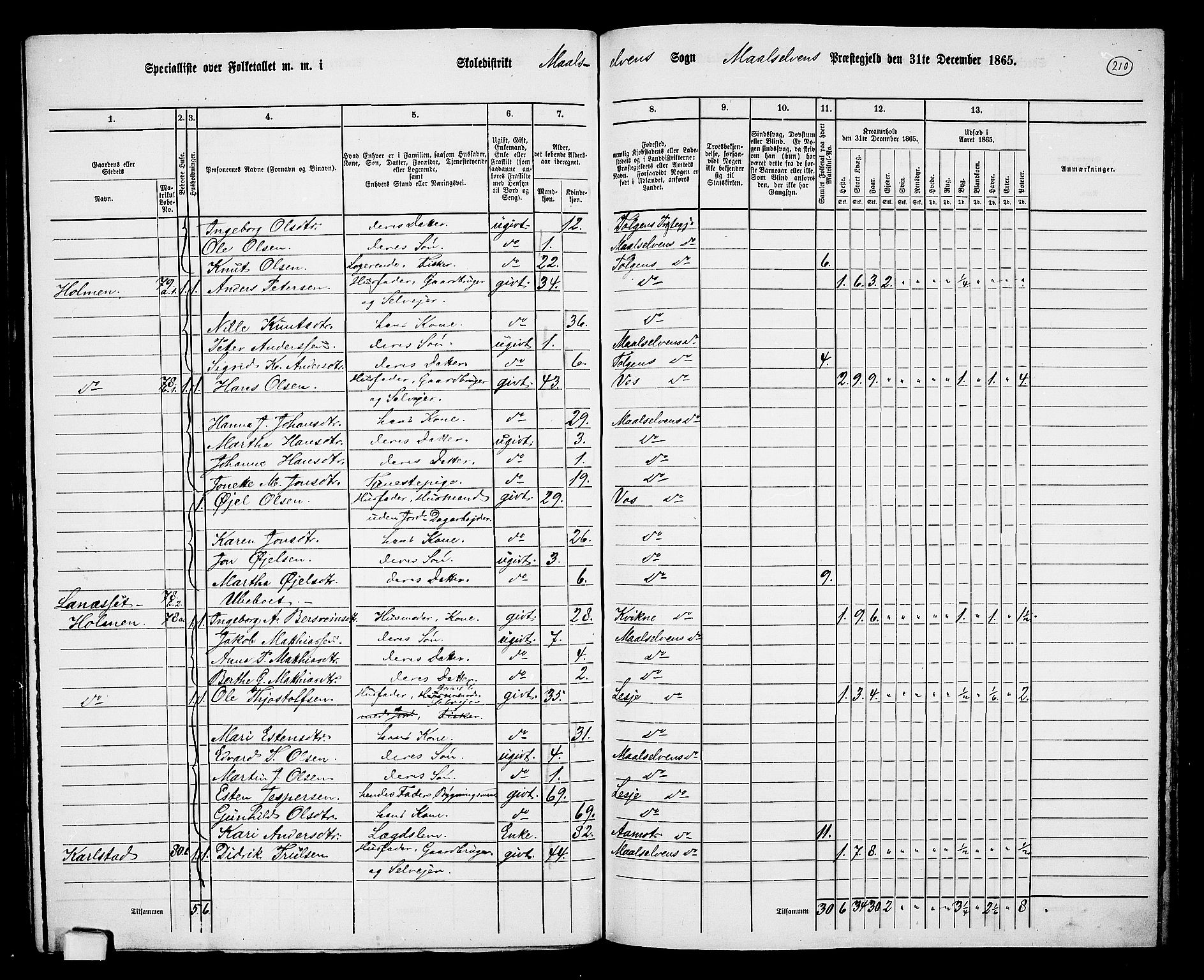 RA, 1865 census for Målselv, 1865, p. 38