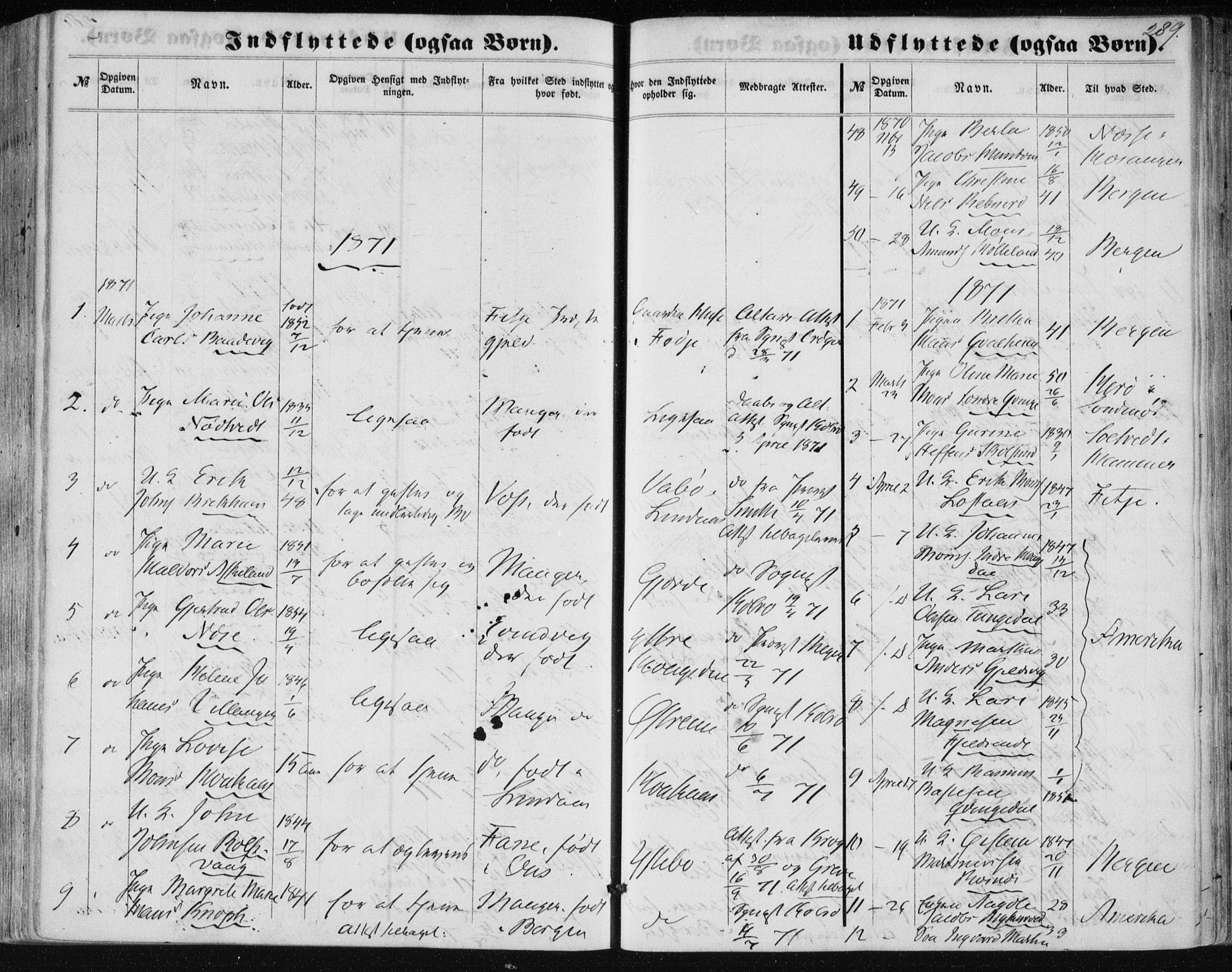 Lindås Sokneprestembete, SAB/A-76701/H/Haa: Parish register (official) no. A 16, 1863-1875, p. 289