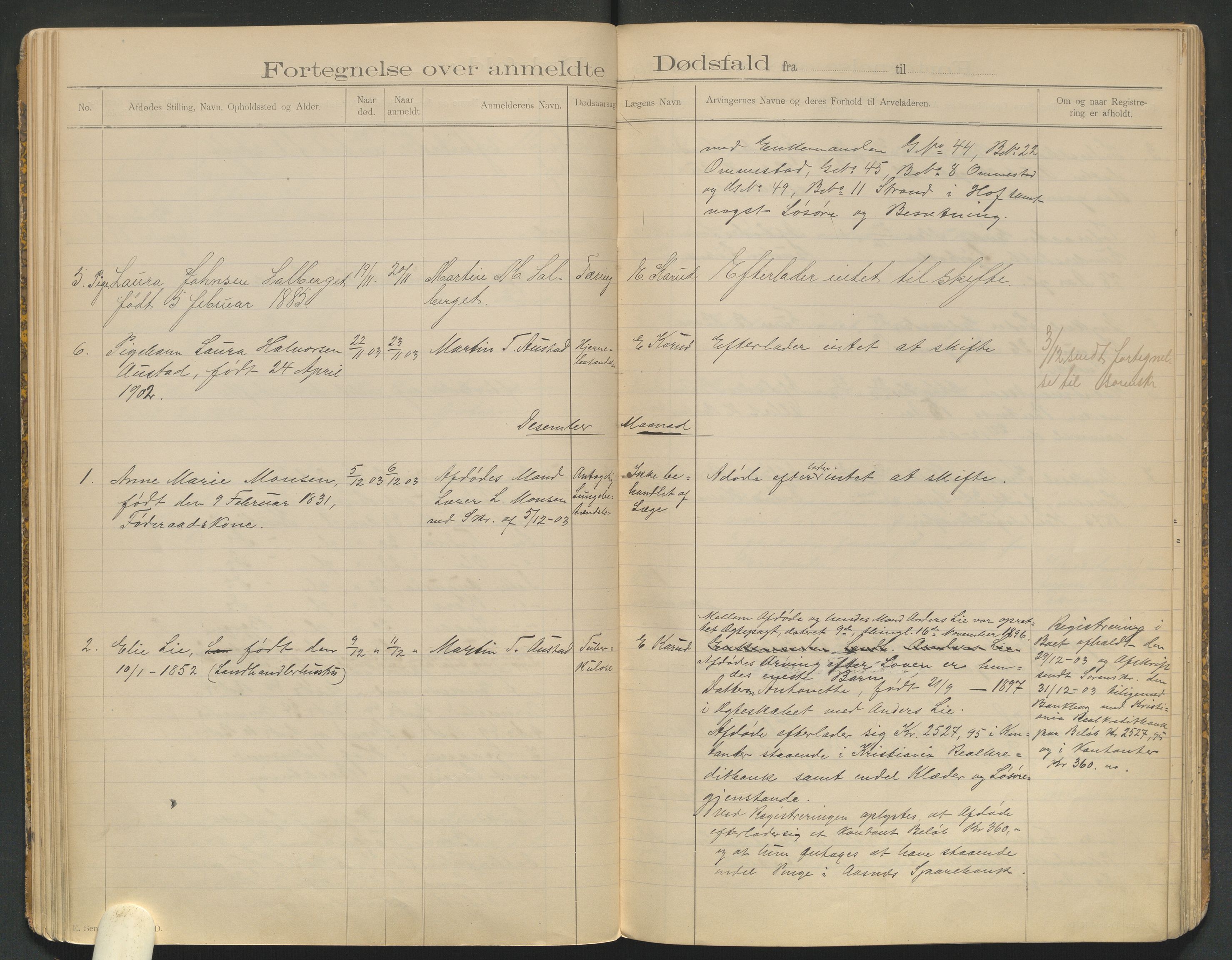 Hof lensmannskontor, AV/SAH-LHH-024/H/Ha/Haa/L0001/0001: Dødsfallsprotokoller / Dødsfallsprotokoll, 1898-1912