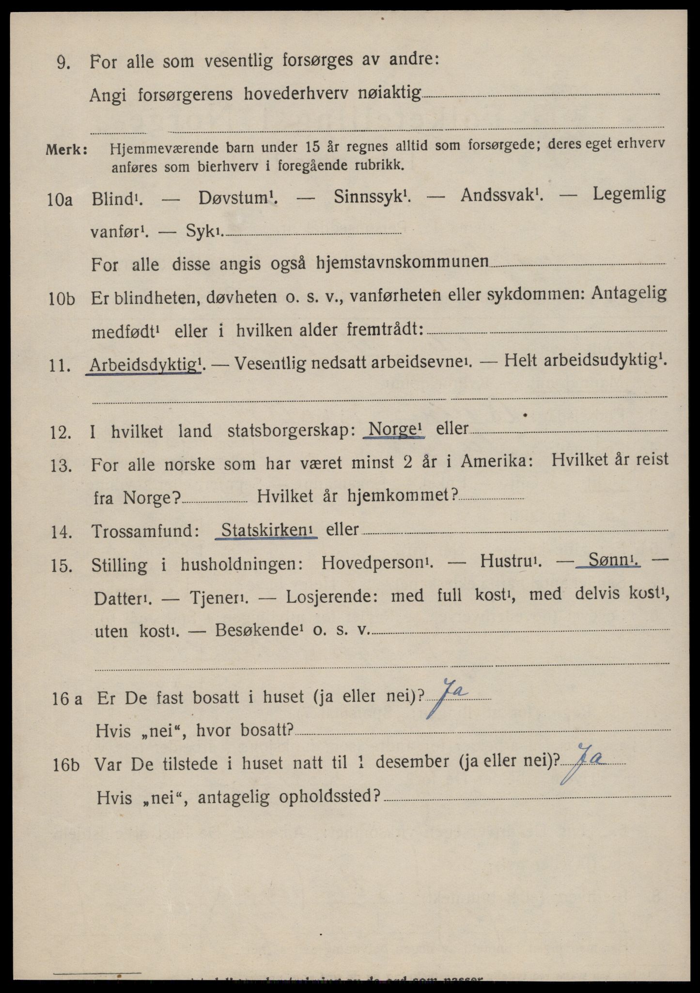 SAT, 1920 census for Sunnylven, 1920, p. 3235