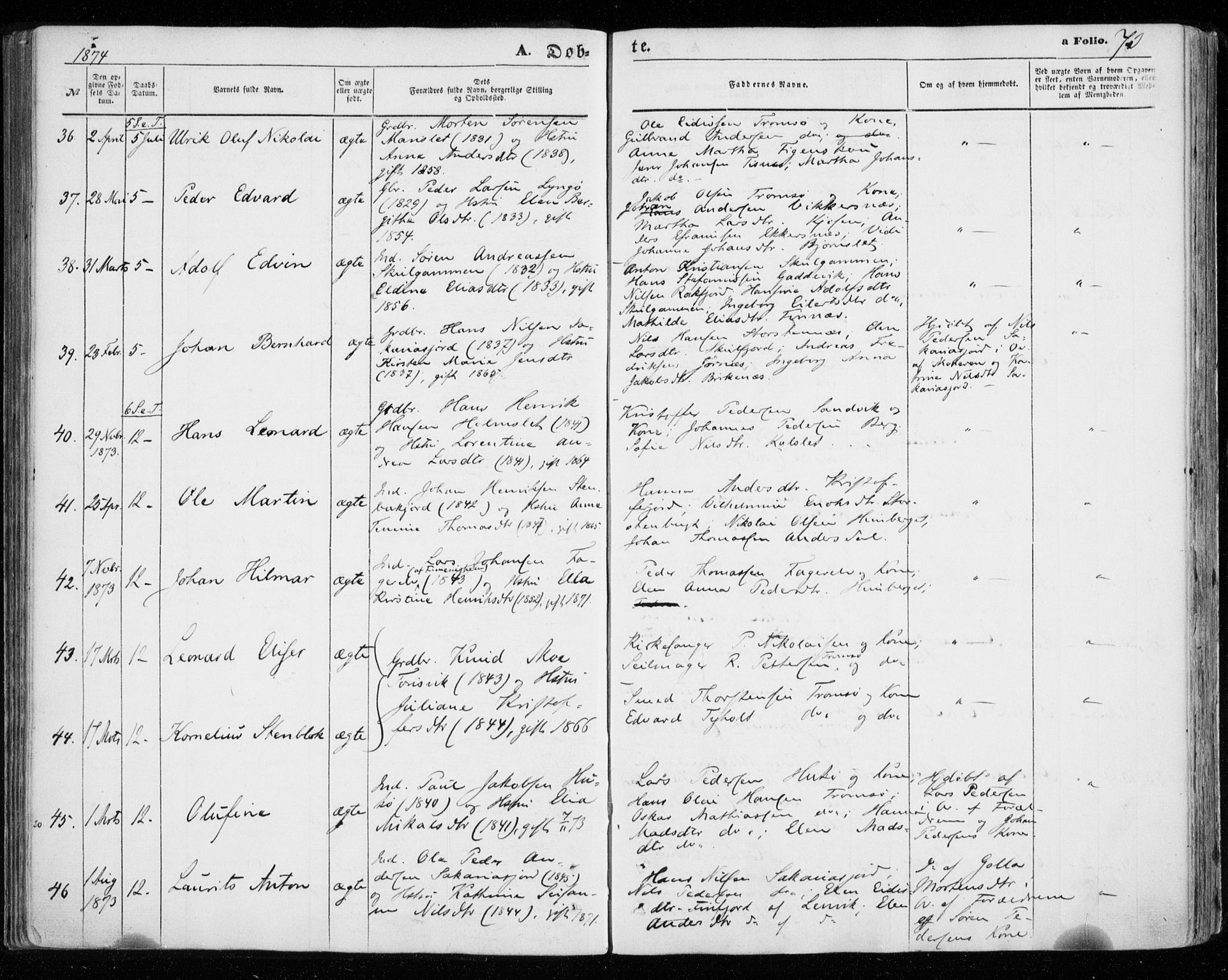 Tromsøysund sokneprestkontor, AV/SATØ-S-1304/G/Ga/L0002kirke: Parish register (official) no. 2, 1867-1875, p. 73