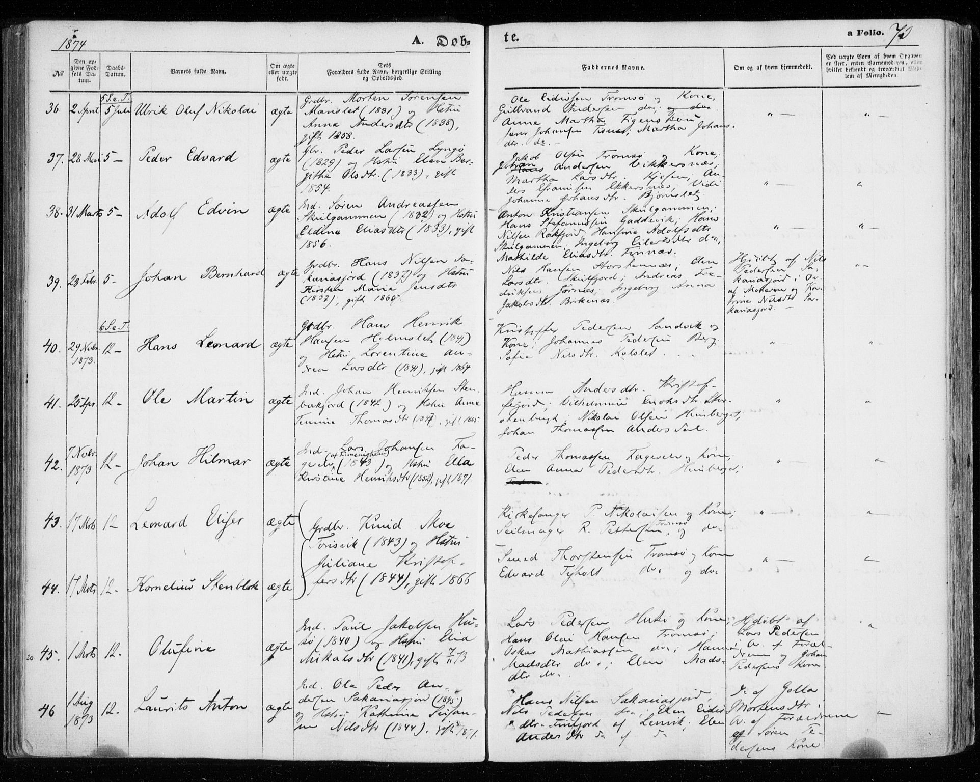 Tromsøysund sokneprestkontor, SATØ/S-1304/G/Ga/L0002kirke: Parish register (official) no. 2, 1867-1875, p. 73