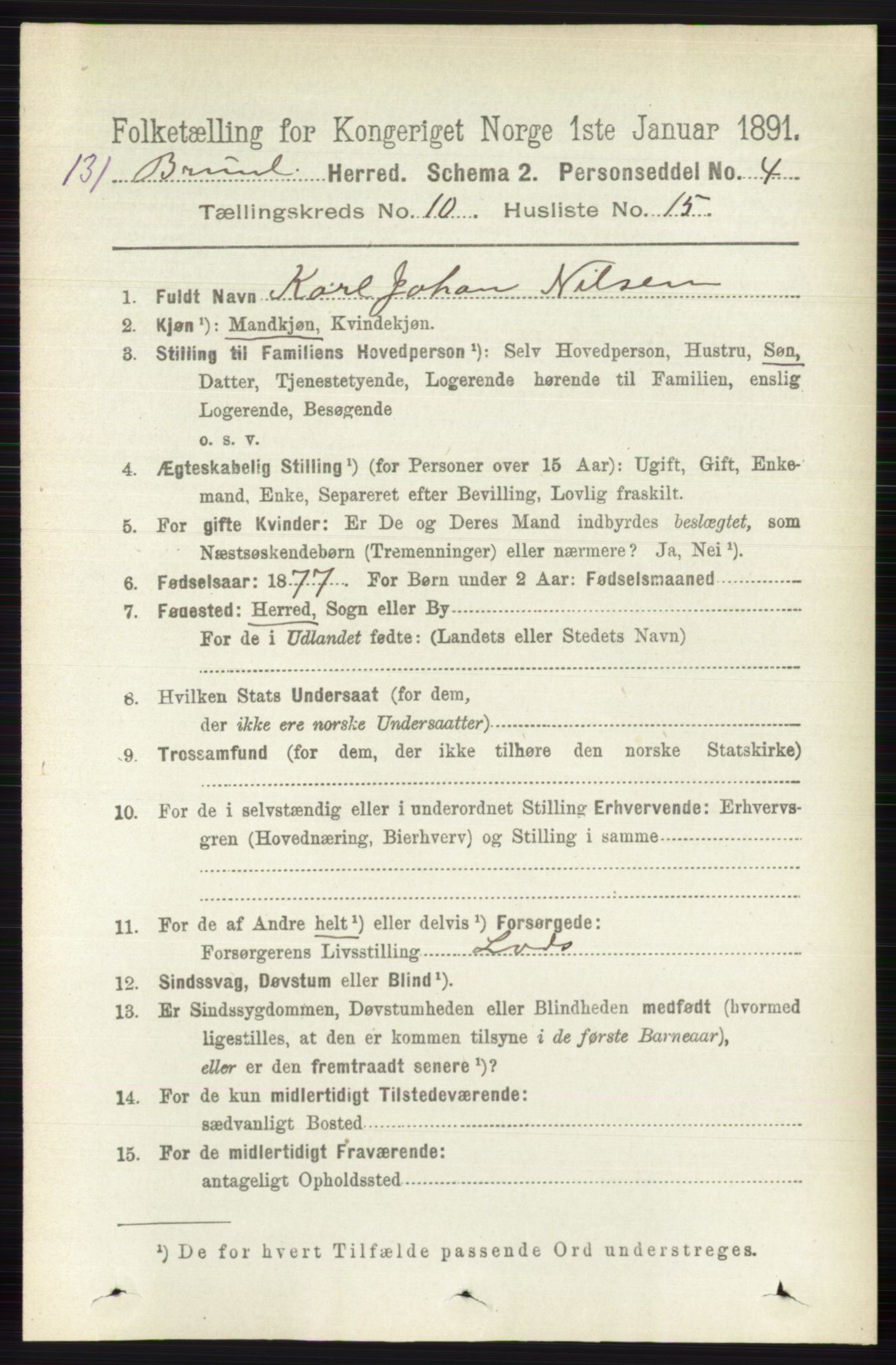 RA, 1891 census for 0726 Brunlanes, 1891, p. 4870