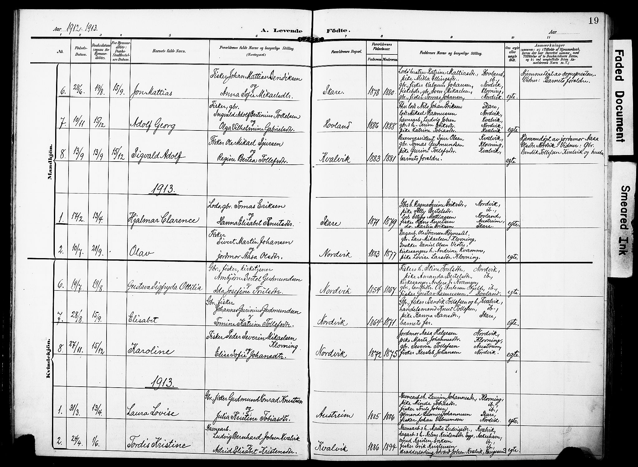 Torvastad sokneprestkontor, AV/SAST-A -101857/H/Ha/Haa/L0018: Parish register (official) no. A 17, 1903-1925, p. 19