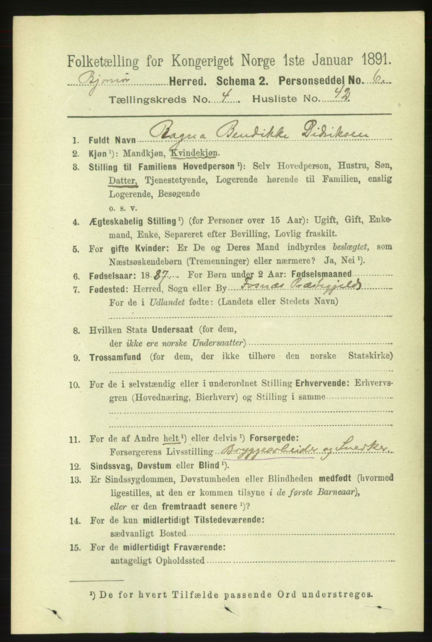 RA, 1891 census for 1632 Bjørnør, 1891, p. 2117