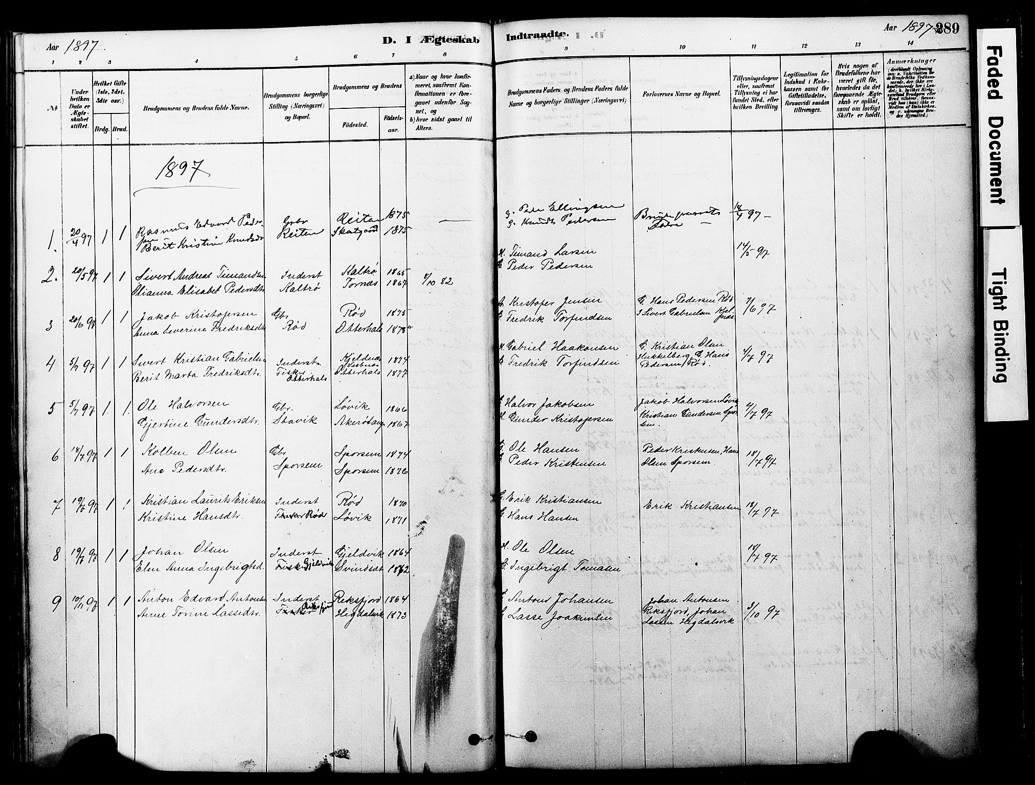 Ministerialprotokoller, klokkerbøker og fødselsregistre - Møre og Romsdal, SAT/A-1454/560/L0721: Parish register (official) no. 560A05, 1878-1917, p. 289