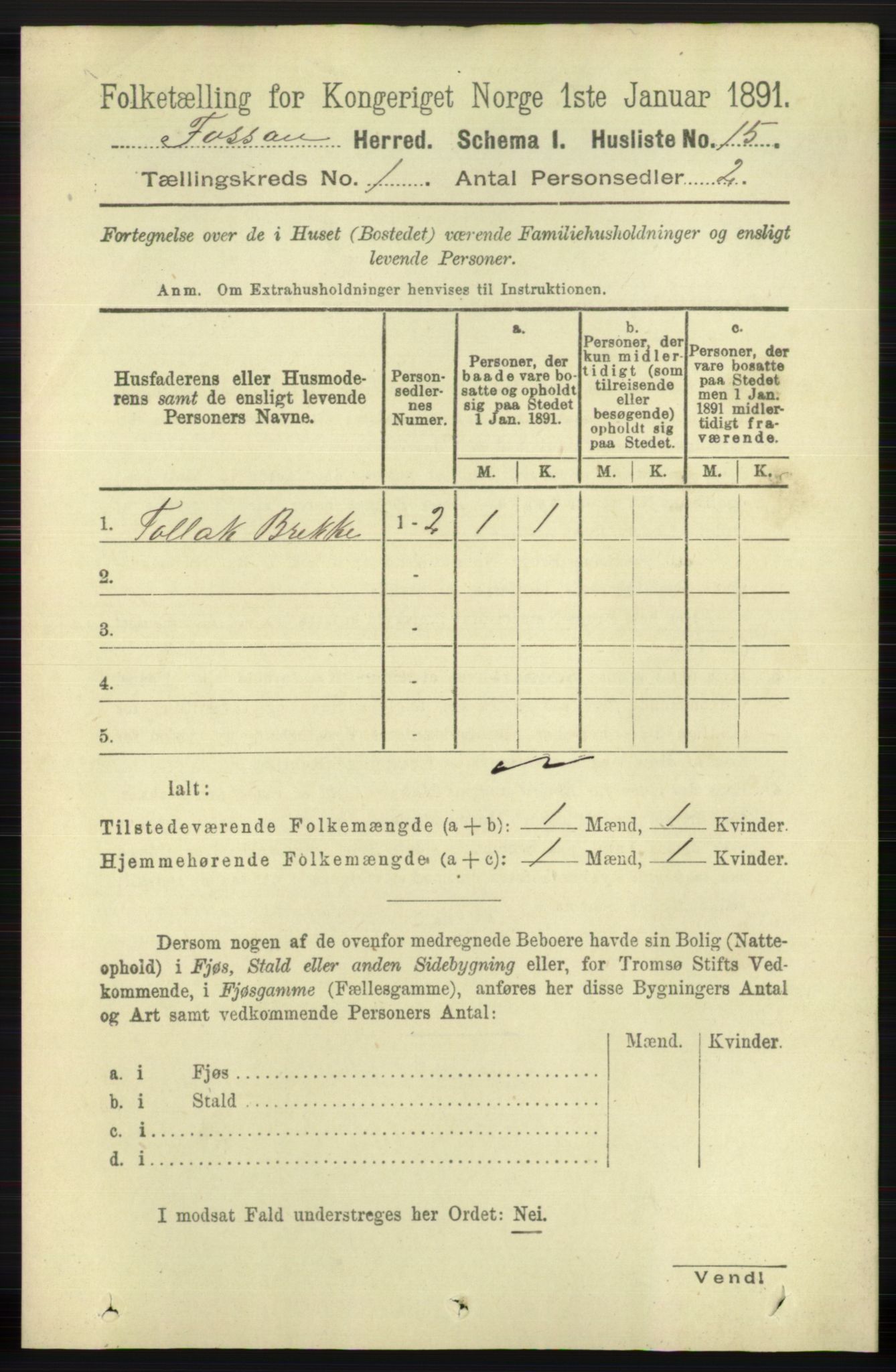 RA, 1891 census for 1129 Forsand, 1891, p. 50