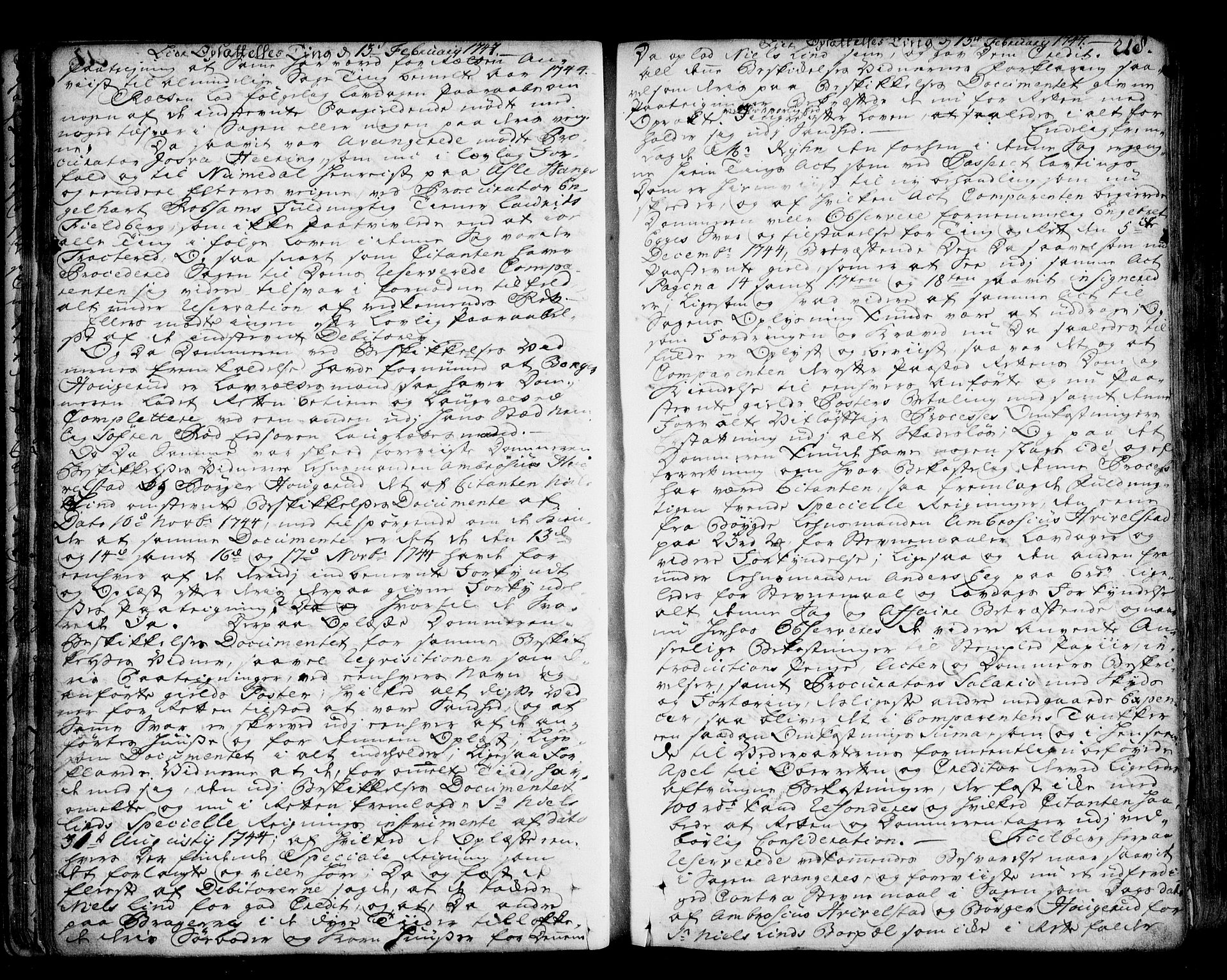 Lier, Røyken og Hurum sorenskriveri, AV/SAKO-A-89/F/Fa/L0051: Tingbok, 1745-1748, p. 218