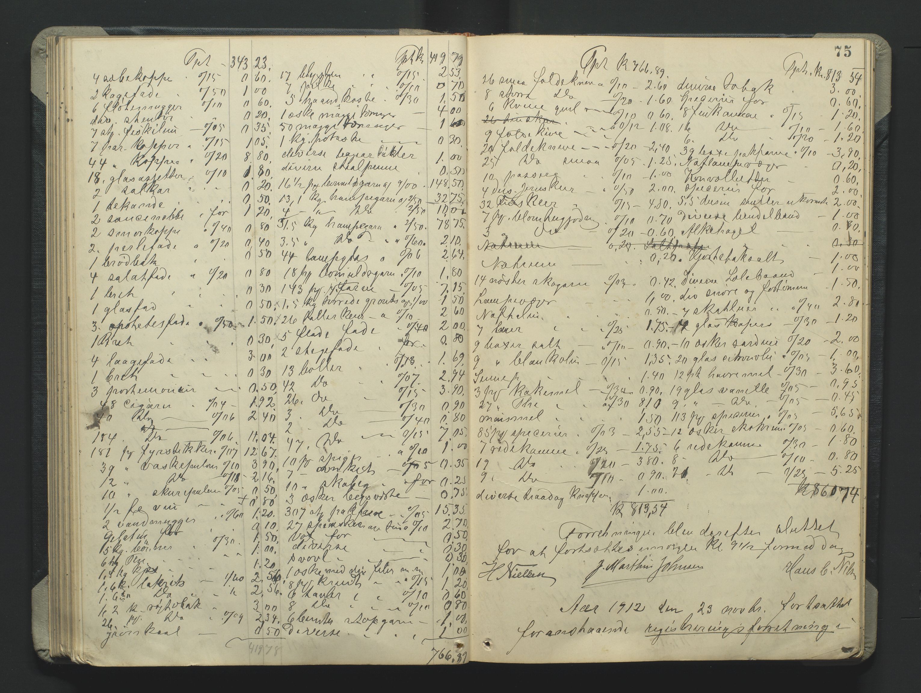 Grimstad byfogd, AV/SAK-1222-0003/H/Hc/L0009: Skifteprotokoll nr. 9, 1908-1918, p. 75
