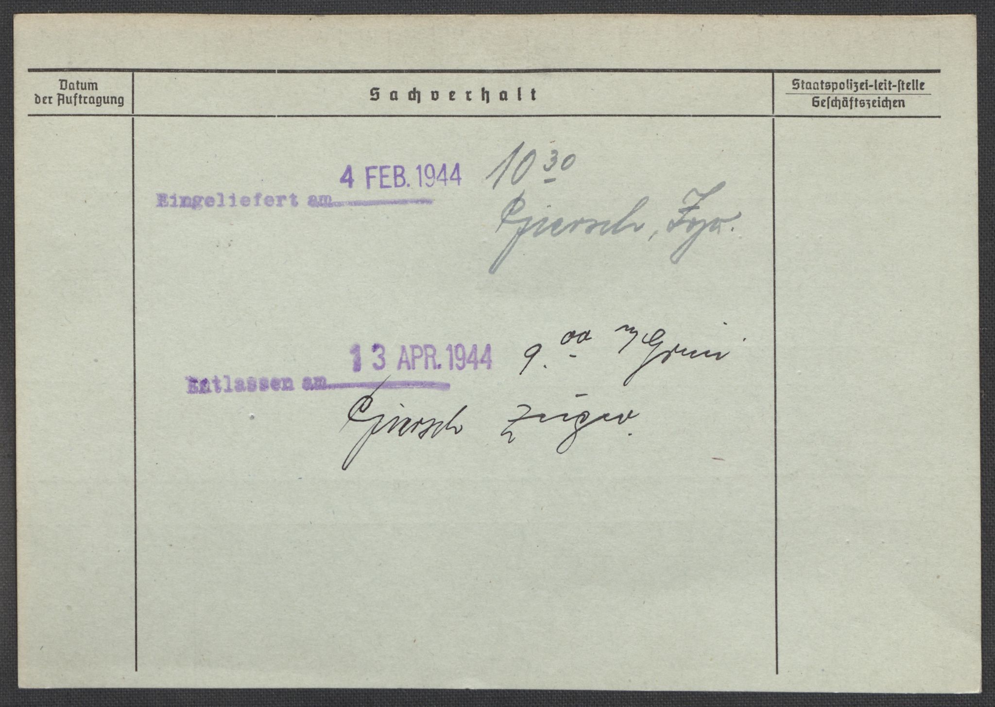 Befehlshaber der Sicherheitspolizei und des SD, AV/RA-RAFA-5969/E/Ea/Eaa/L0004: Register over norske fanger i Møllergata 19: Hal-Hæ, 1940-1945, p. 1406