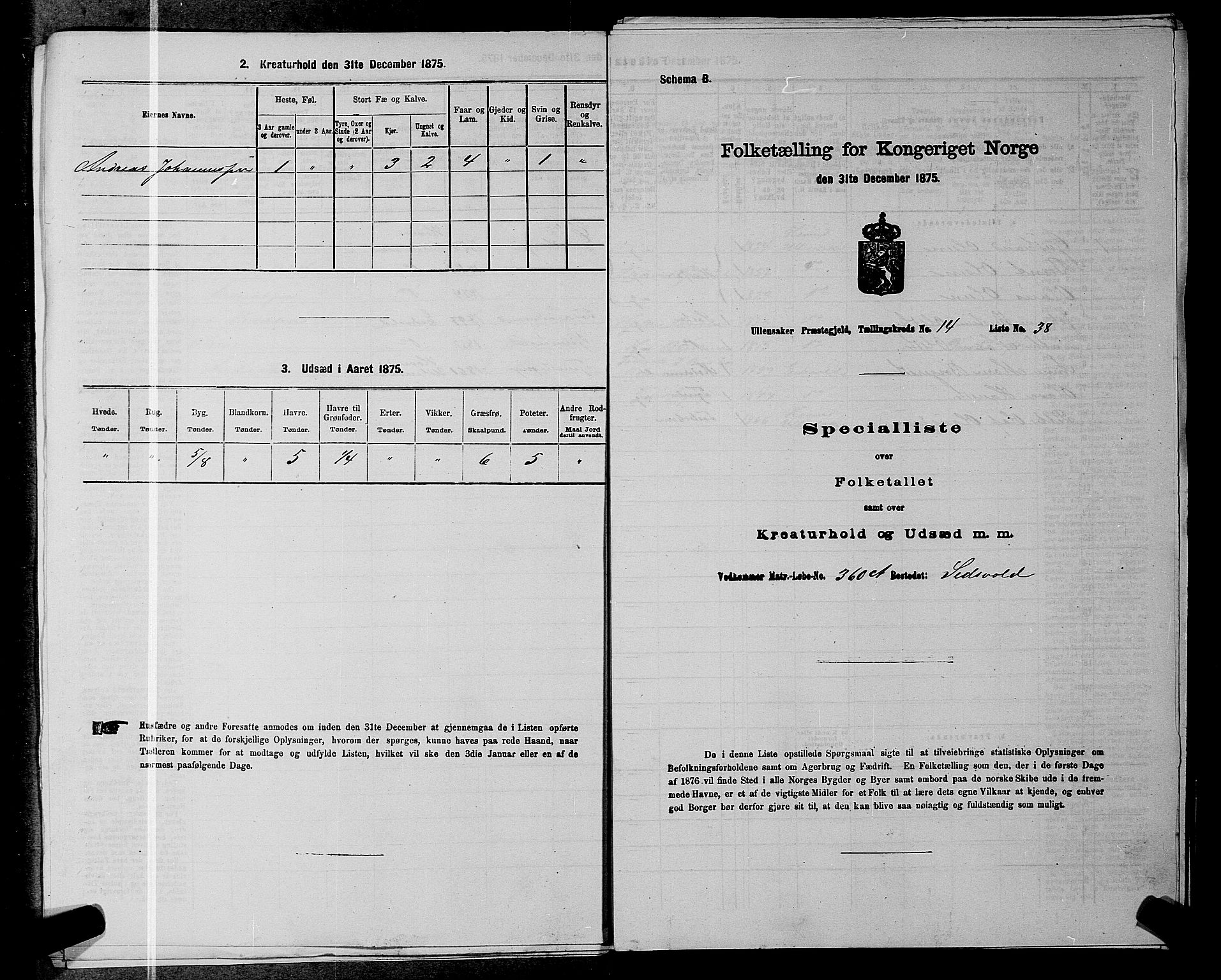 RA, 1875 census for 0235P Ullensaker, 1875, p. 2003