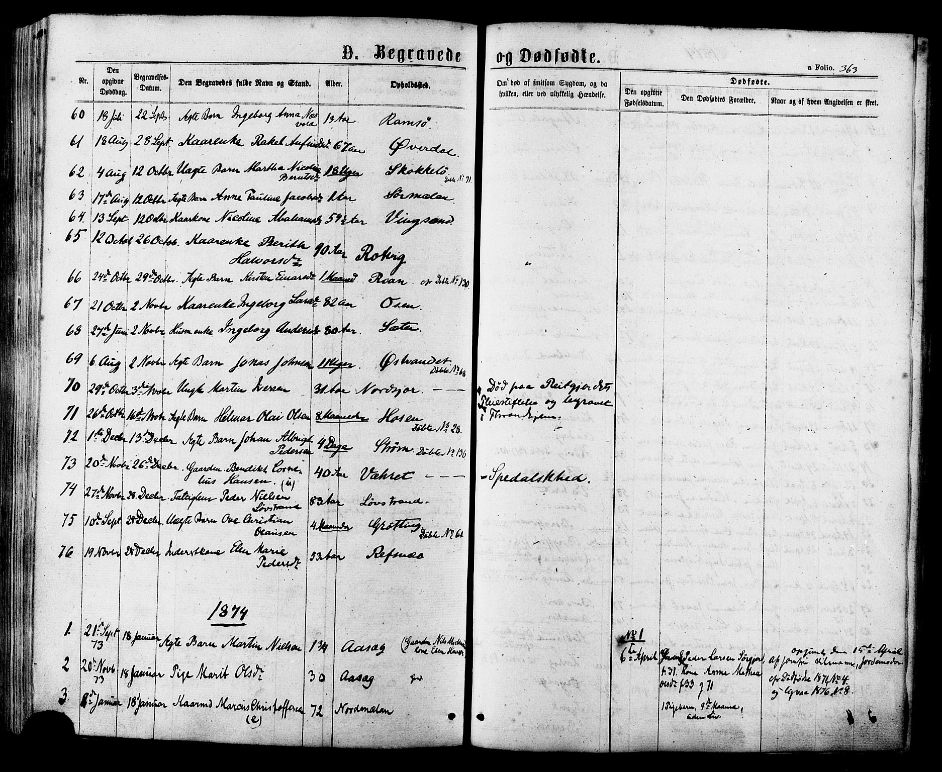 Ministerialprotokoller, klokkerbøker og fødselsregistre - Sør-Trøndelag, SAT/A-1456/657/L0706: Parish register (official) no. 657A07, 1867-1878, p. 363