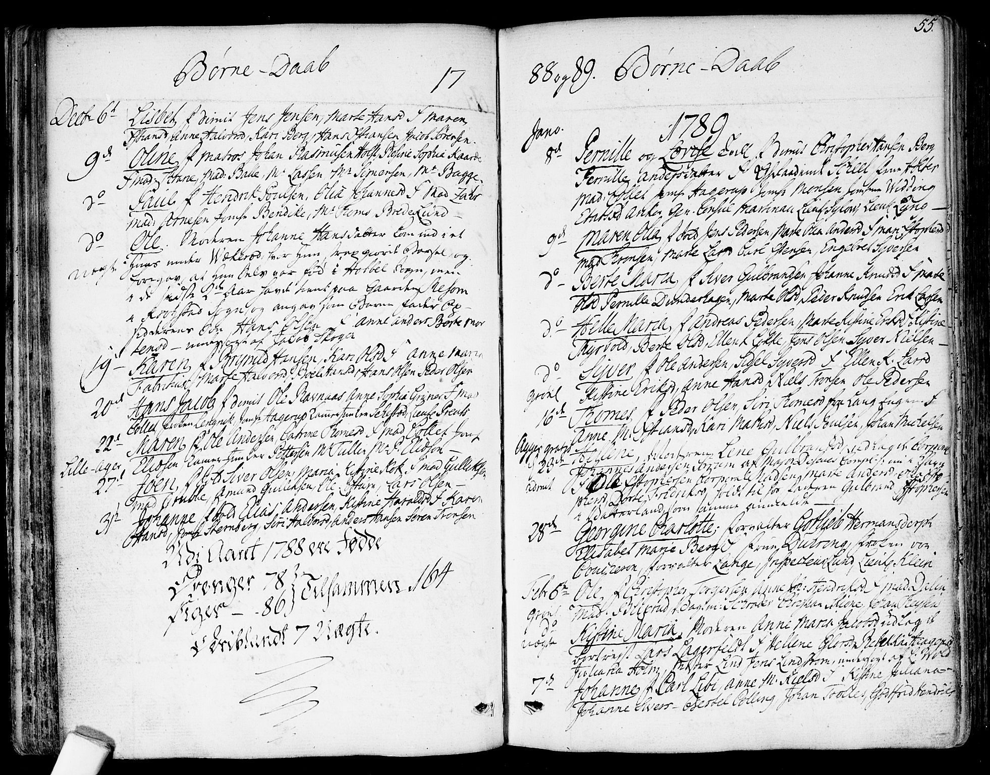 Garnisonsmenigheten Kirkebøker, AV/SAO-A-10846/F/Fa/L0003: Parish register (official) no. 3, 1777-1809, p. 55