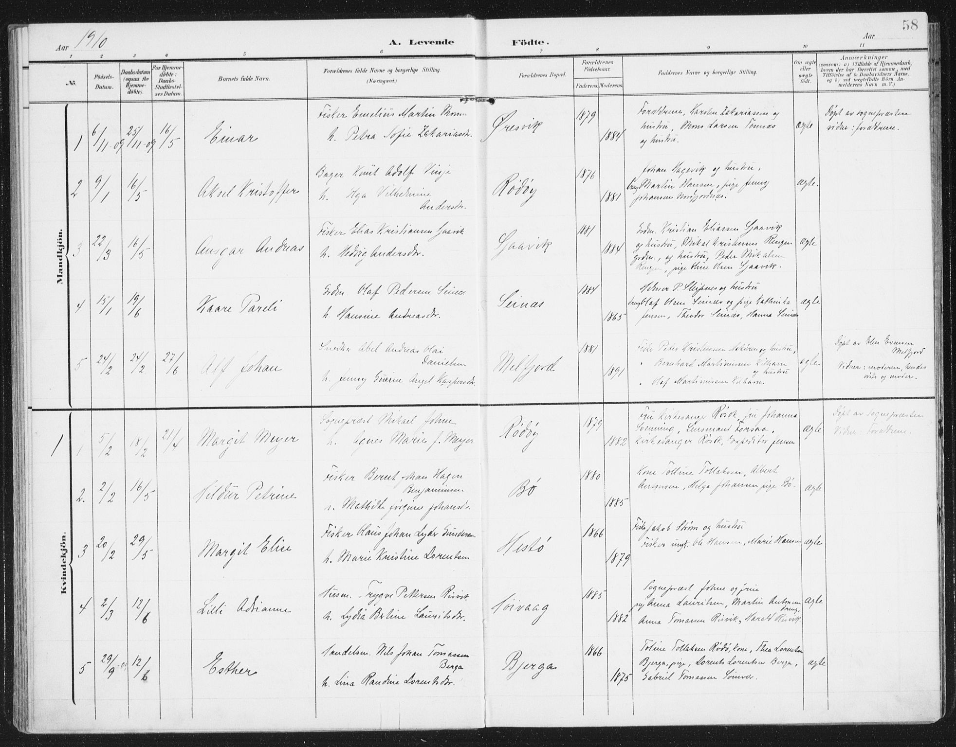 Ministerialprotokoller, klokkerbøker og fødselsregistre - Nordland, AV/SAT-A-1459/841/L0612: Parish register (official) no. 841A15, 1902-1910, p. 58