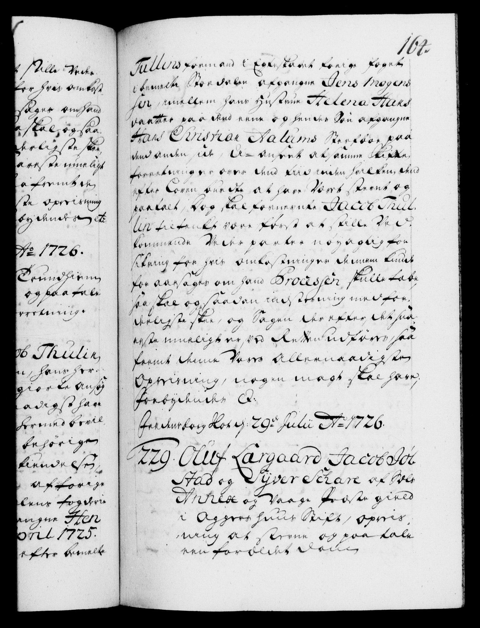 Danske Kanselli 1572-1799, RA/EA-3023/F/Fc/Fca/Fcaa/L0025: Norske registre, 1726-1728, p. 164a