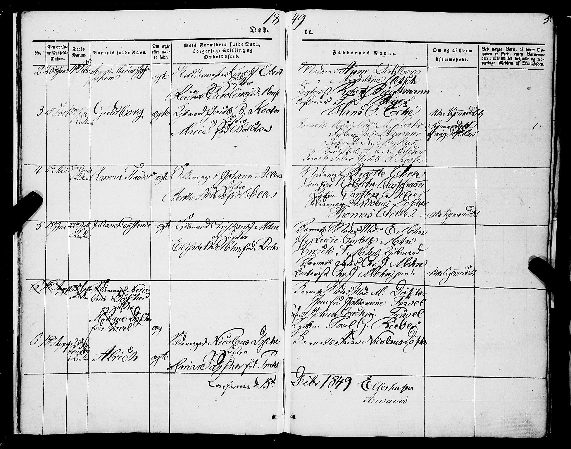 Mariakirken Sokneprestembete, AV/SAB-A-76901/H/Haa/L0006: Parish register (official) no. A 6, 1846-1877, p. 5