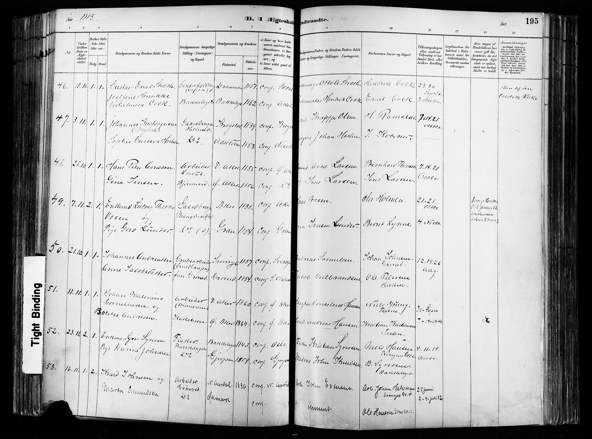 Østre Aker prestekontor Kirkebøker, AV/SAO-A-10840/F/Fa/L0008: Parish register (official) no. I 8, 1883-1894, p. 195