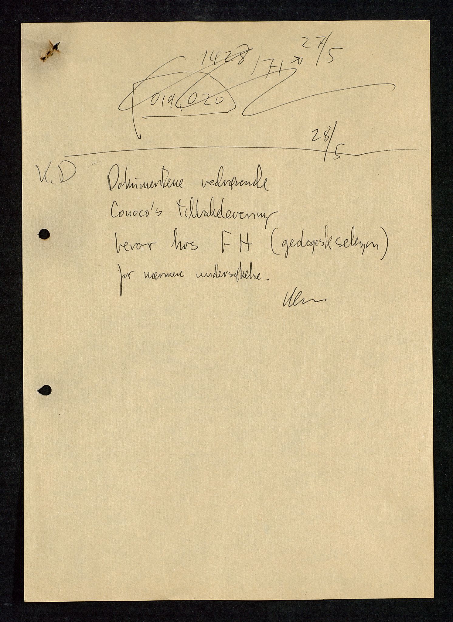 Industridepartementet, Oljekontoret, SAST/A-101348/Da/L0004: Arkivnøkkel 711 - 712 Utvinningstillatelser, 1970-1971, p. 36