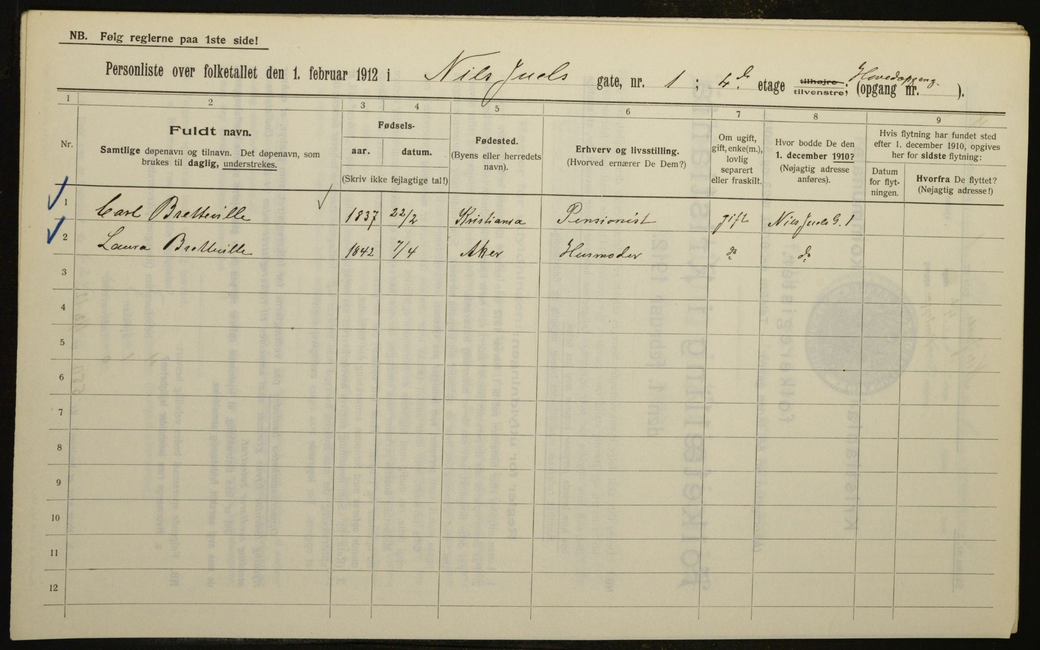 OBA, Municipal Census 1912 for Kristiania, 1912, p. 70730