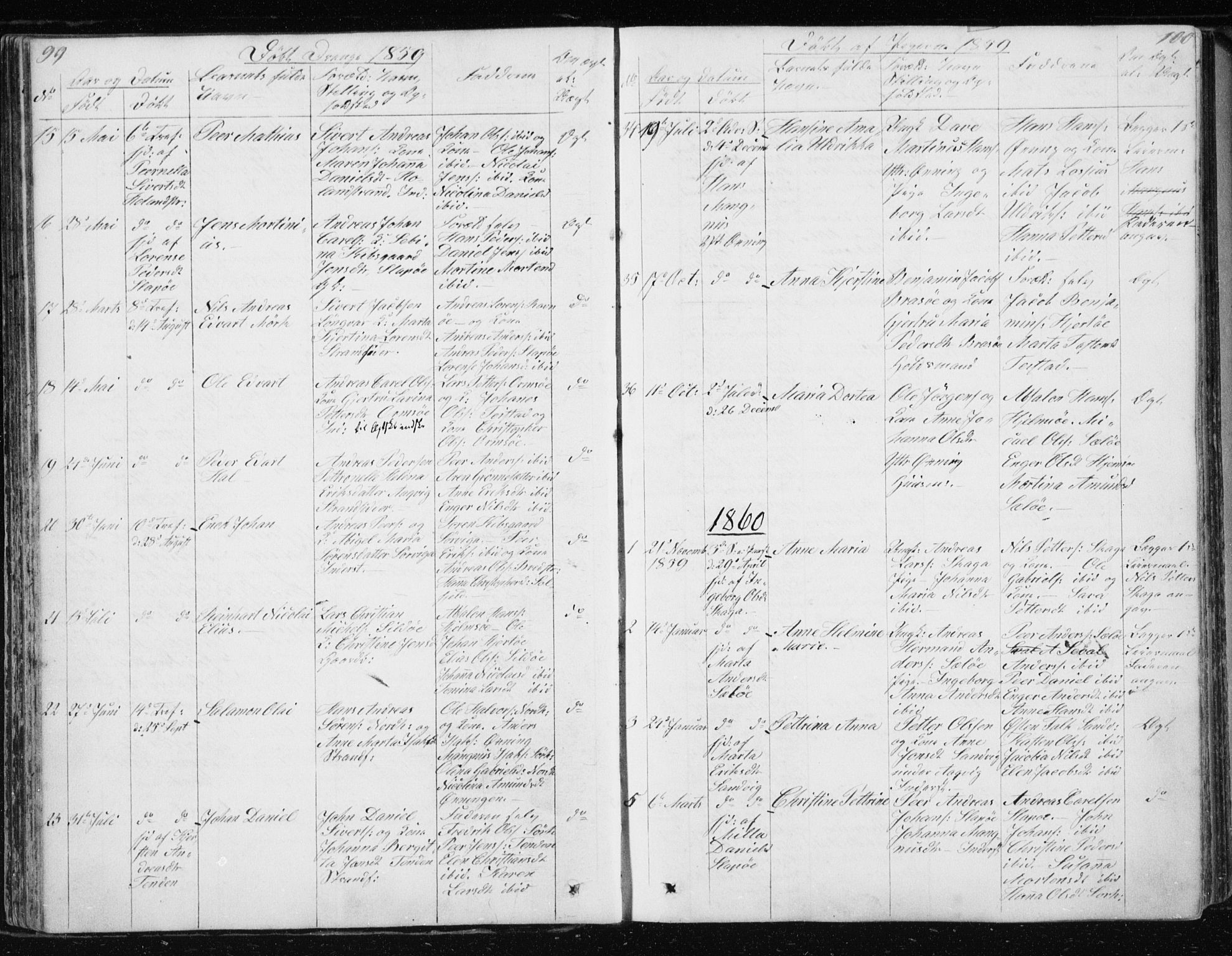 Ministerialprotokoller, klokkerbøker og fødselsregistre - Nordland, SAT/A-1459/834/L0511: Parish register (copy) no. 834C02, 1848-1862, p. 99-100