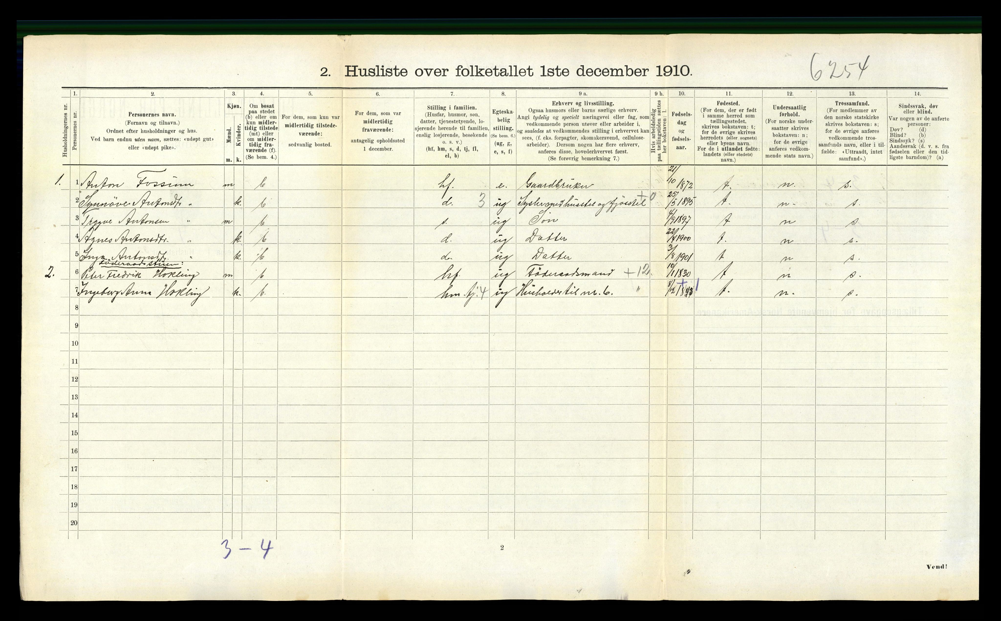 RA, 1910 census for Åsen, 1910, p. 253