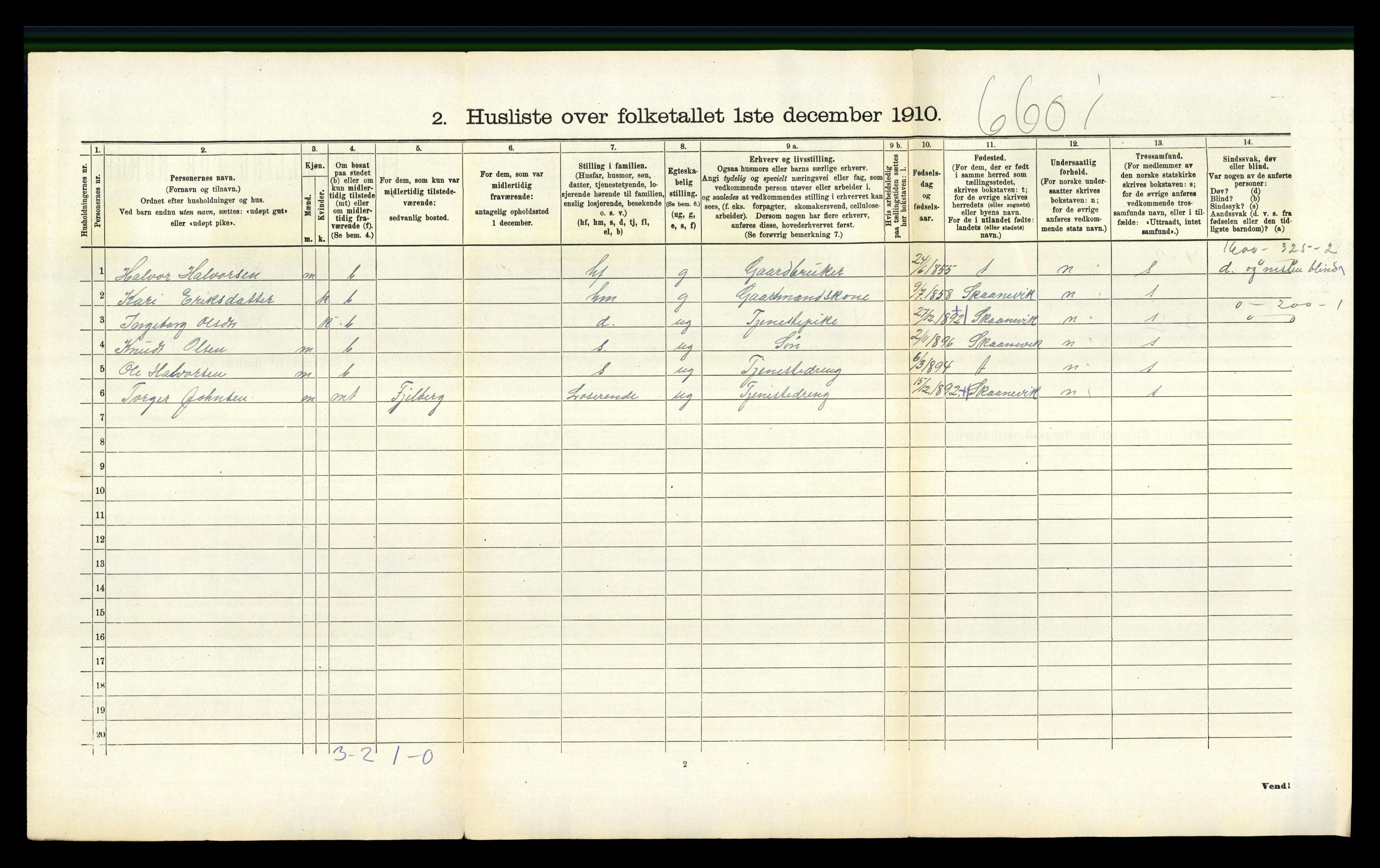 RA, 1910 census for Valestrand, 1910, p. 79