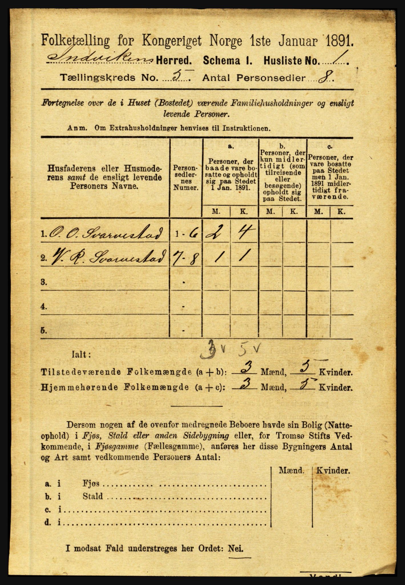 RA, 1891 census for 1447 Innvik, 1891, p. 1893