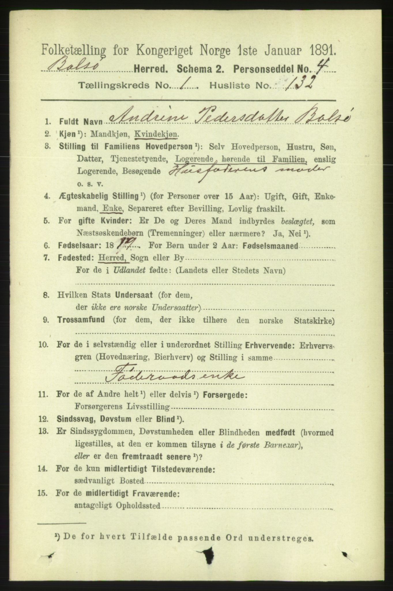 RA, 1891 census for 1544 Bolsøy, 1891, p. 841