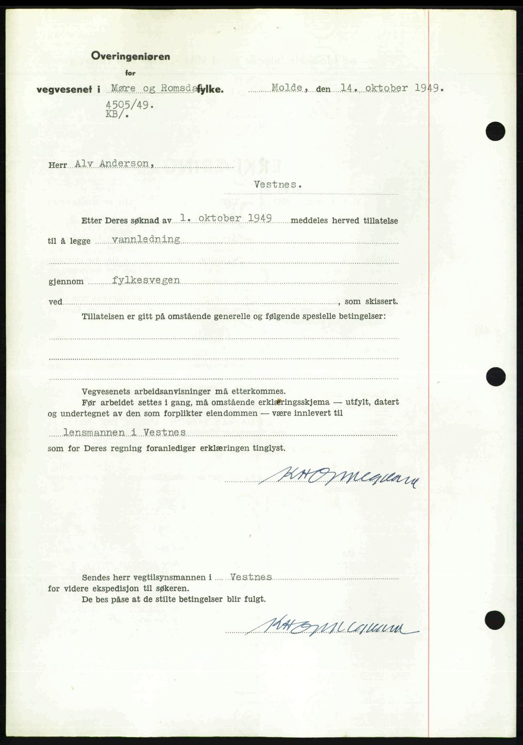 Romsdal sorenskriveri, AV/SAT-A-4149/1/2/2C: Mortgage book no. A31, 1949-1949, Diary no: : 2946/1949