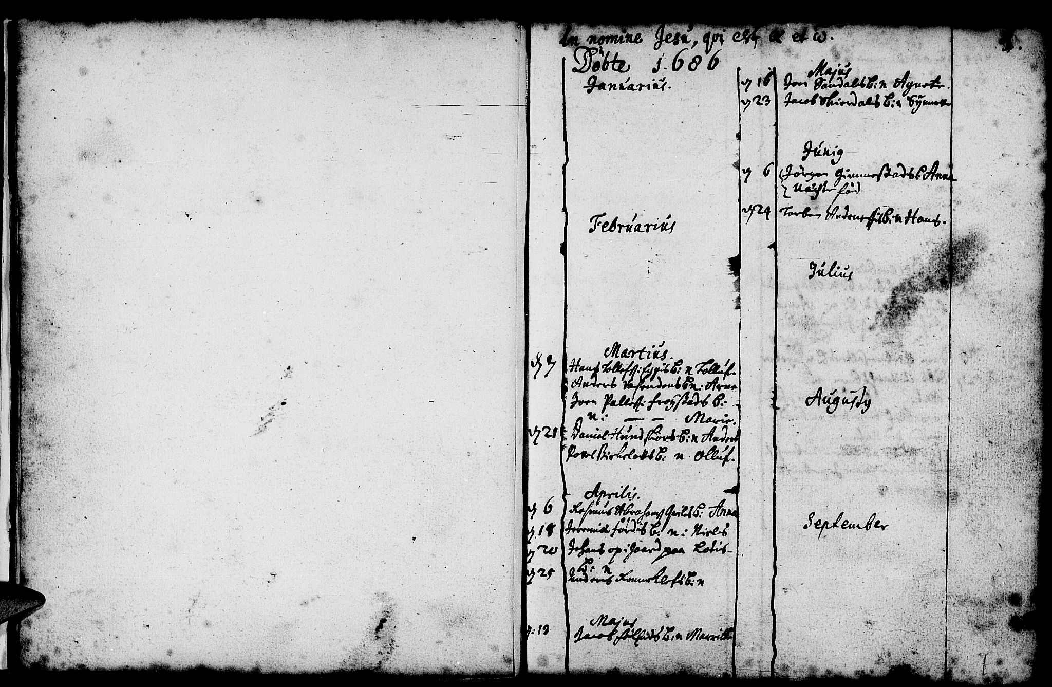 Gloppen sokneprestembete, SAB/A-80101/H/Haa/Haaa/L0001: Parish register (official) no. A 1, 1686-1711, p. 0-1
