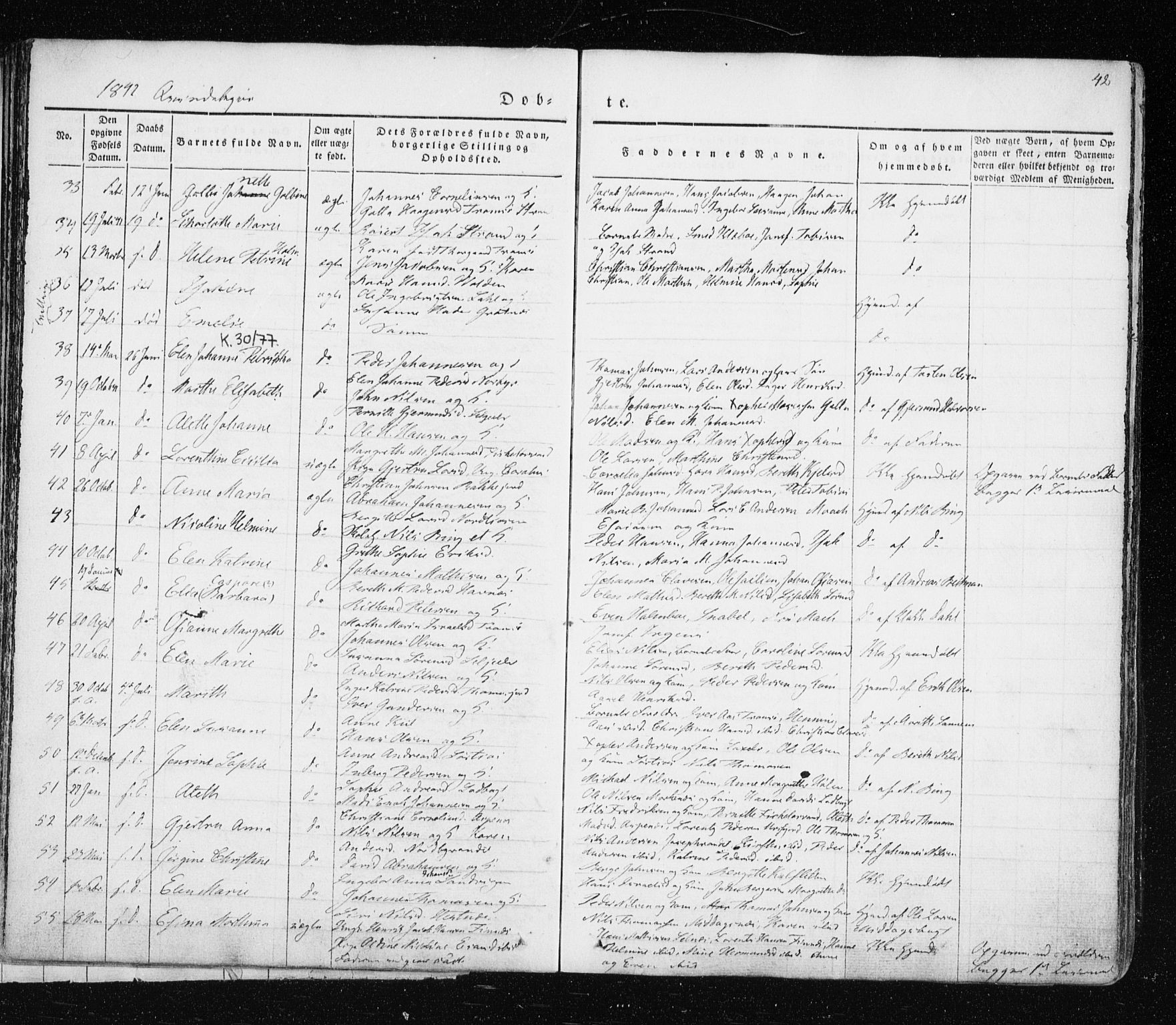 Tromsø sokneprestkontor/stiftsprosti/domprosti, SATØ/S-1343/G/Ga/L0009kirke: Parish register (official) no. 9, 1837-1847, p. 42