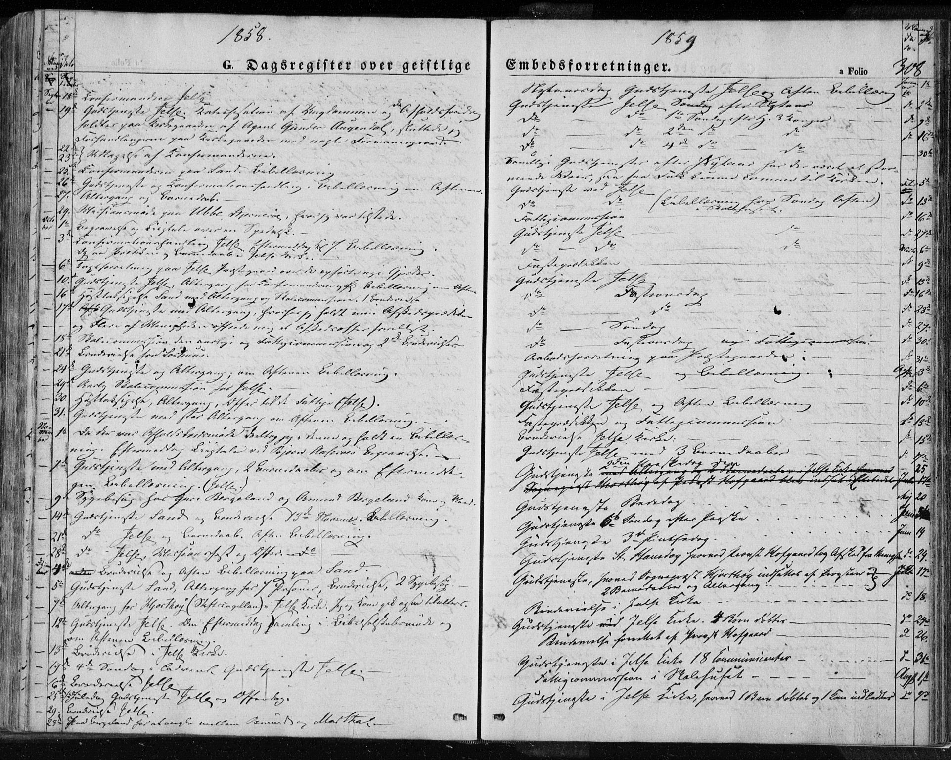 Jelsa sokneprestkontor, SAST/A-101842/01/IV: Parish register (official) no. A 7, 1854-1866, p. 308