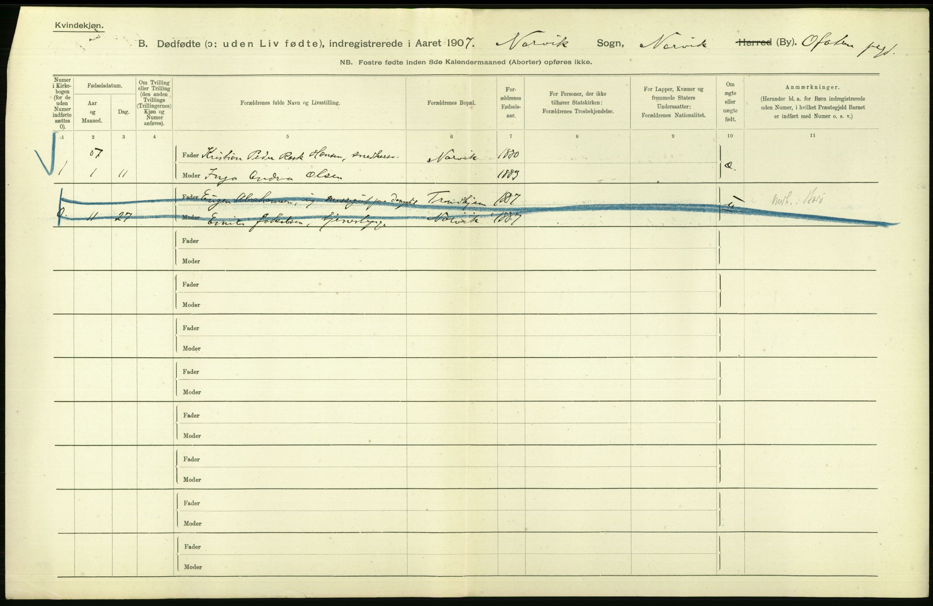 Statistisk sentralbyrå, Sosiodemografiske emner, Befolkning, AV/RA-S-2228/D/Df/Dfa/Dfae/L0045: Nordlands amt: Gifte. Bygder og byer., 1907, p. 752