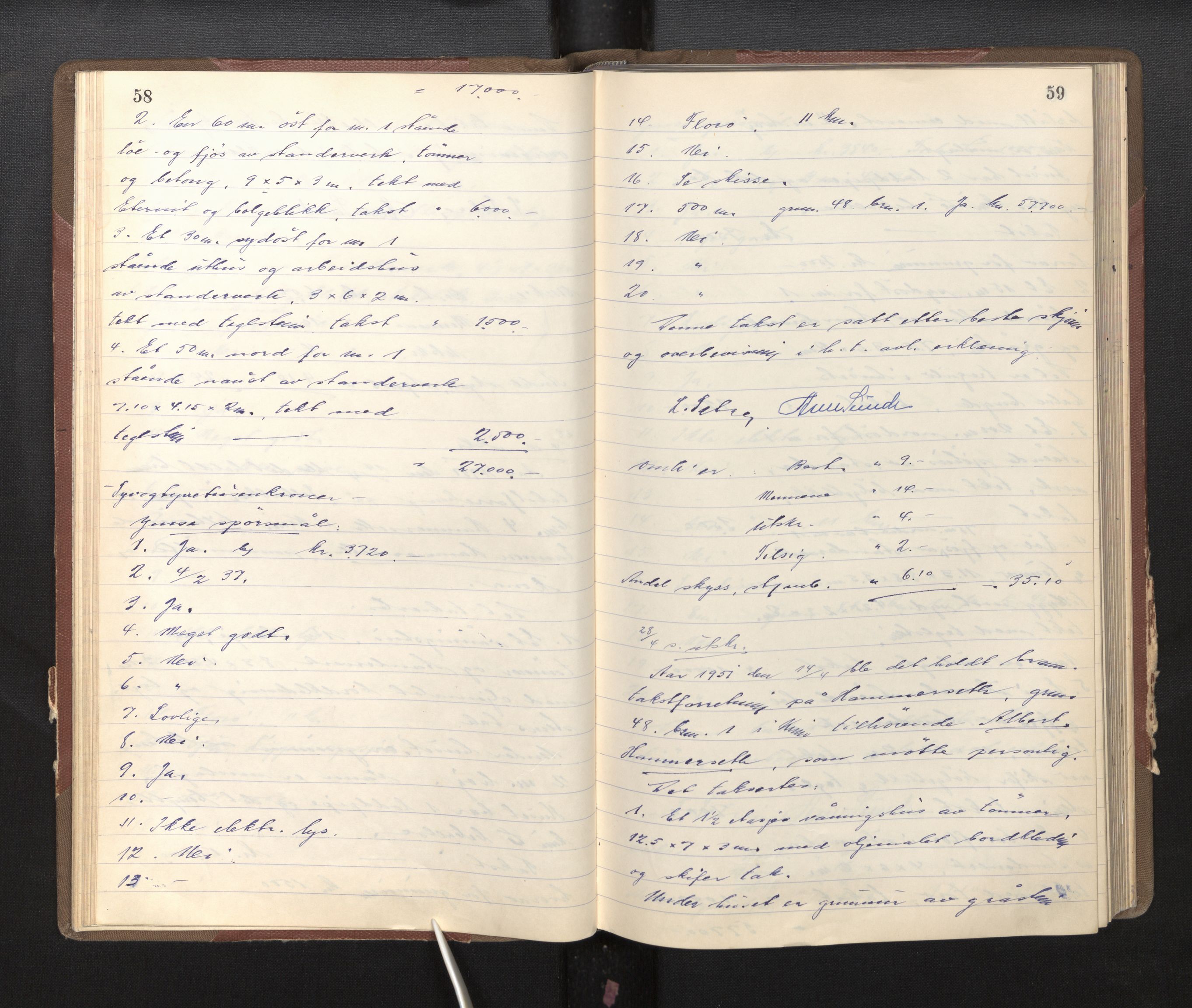 Lensmannen i Kinn, AV/SAB-A-28801/0012/L0004c: Branntakstprotokoll, 1950-1953, p. 58-59