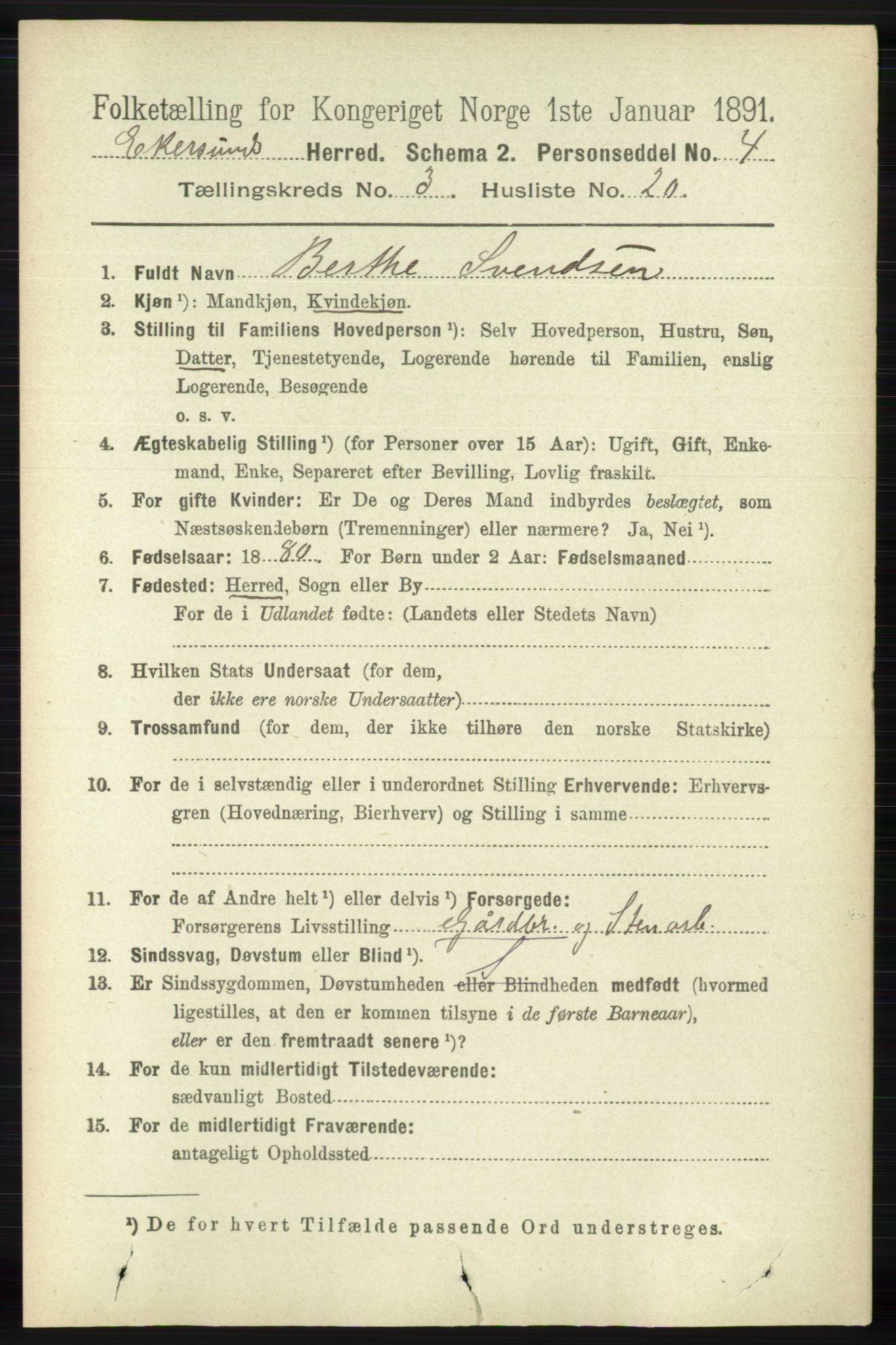 RA, 1891 census for 1116 Eigersund herred, 1891, p. 1201