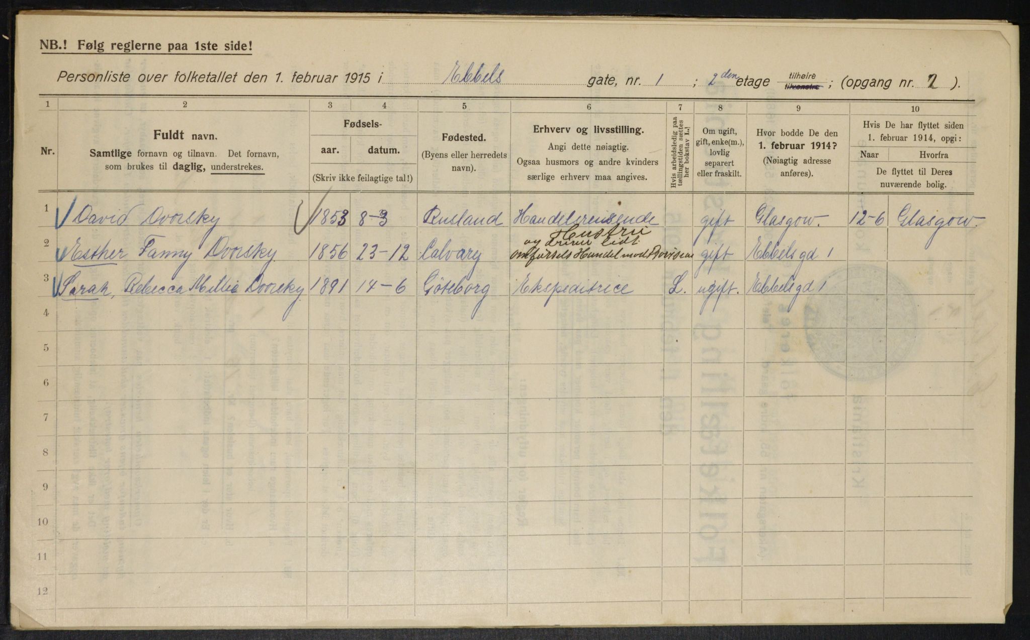 OBA, Municipal Census 1915 for Kristiania, 1915, p. 17552