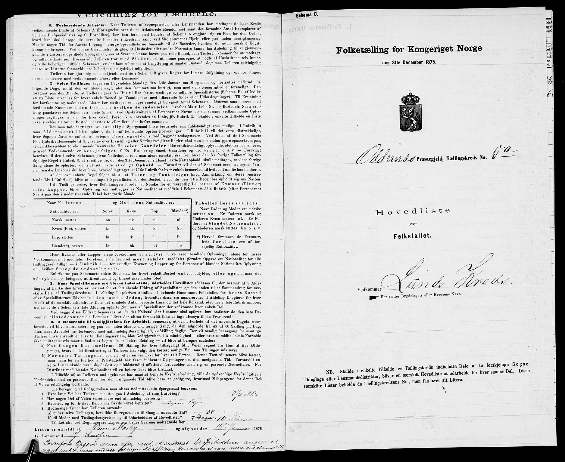 SAK, 1875 census for 1012P Oddernes, 1875, p. 41