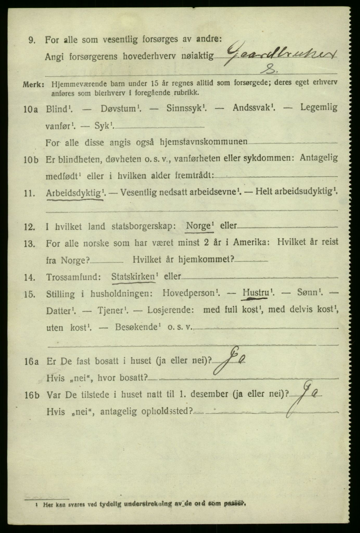 SAB, 1920 census for Kyrkjebø, 1920, p. 1232